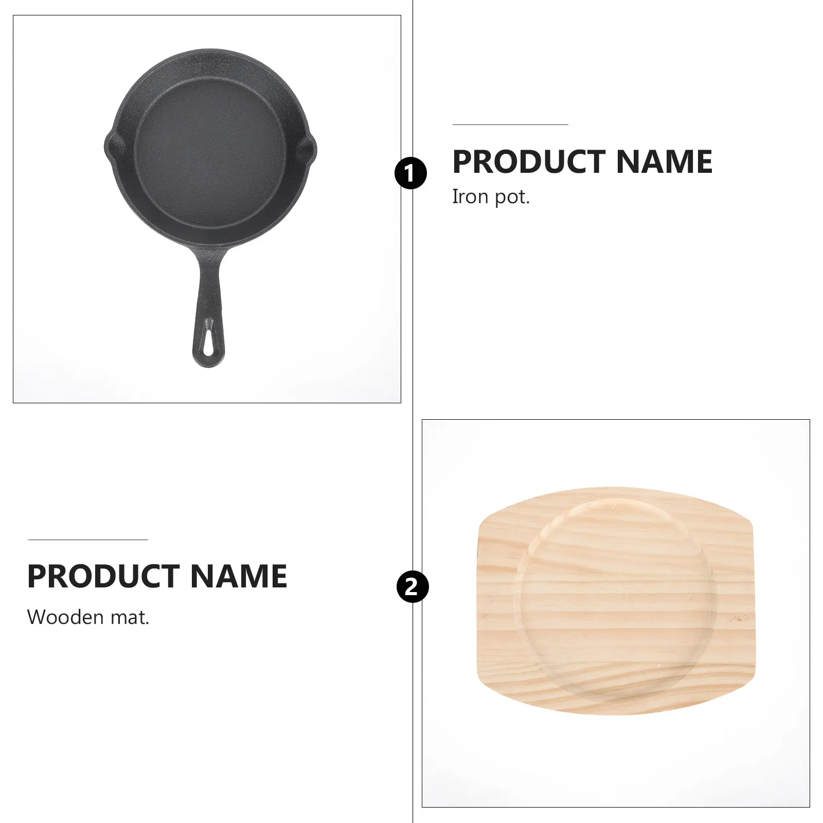 Cast Iron Skillet Wood H Non Stick Flat Cooking Pan Fried Egg Pancake Kitchen Gadget Stovetop Frypan Easy Clean Storage