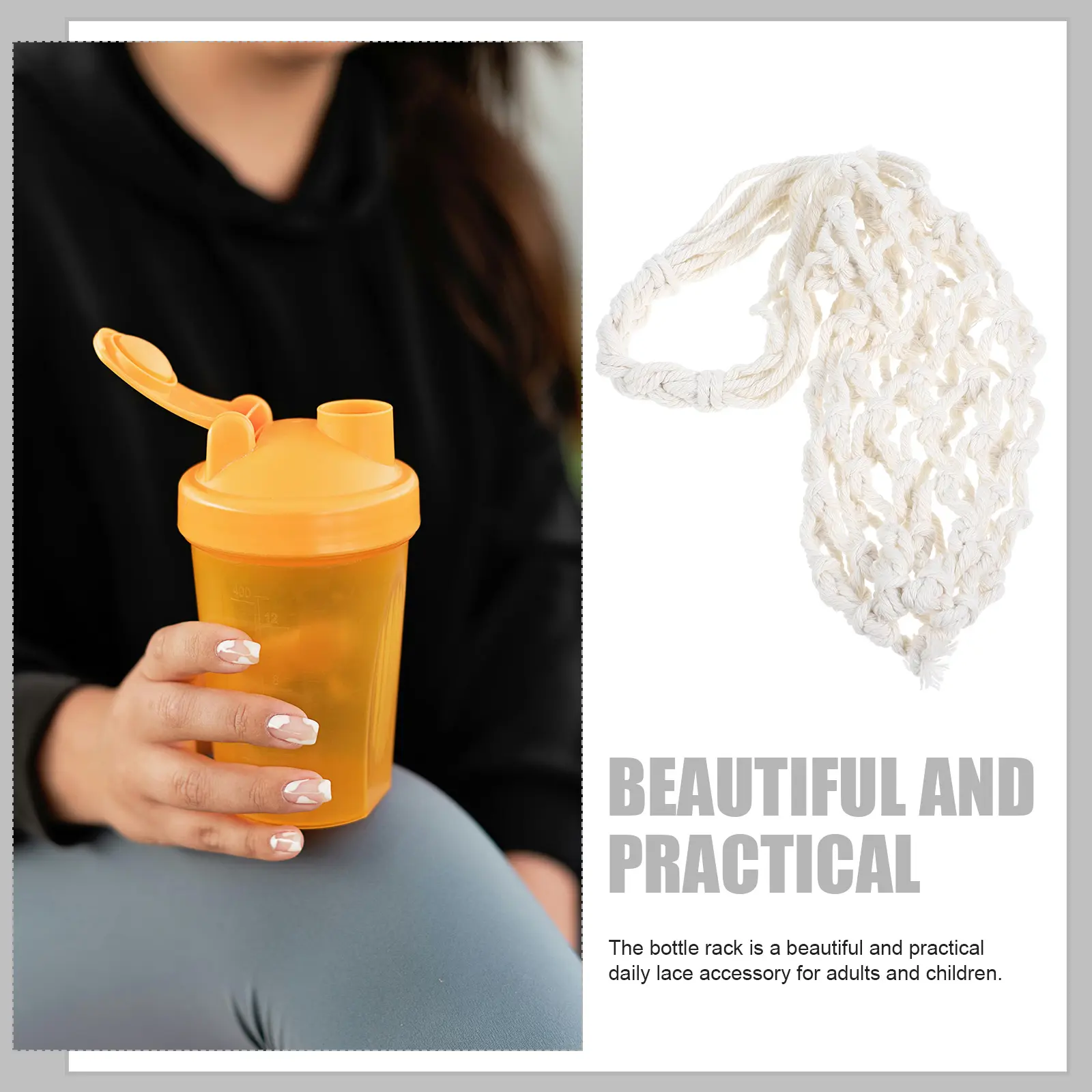 Cup Cover Sets Water Bottle Protector Beige Cotton Linen Drinking Cover Men Women Lightweight Braided Carrier Heat Resistant Bag