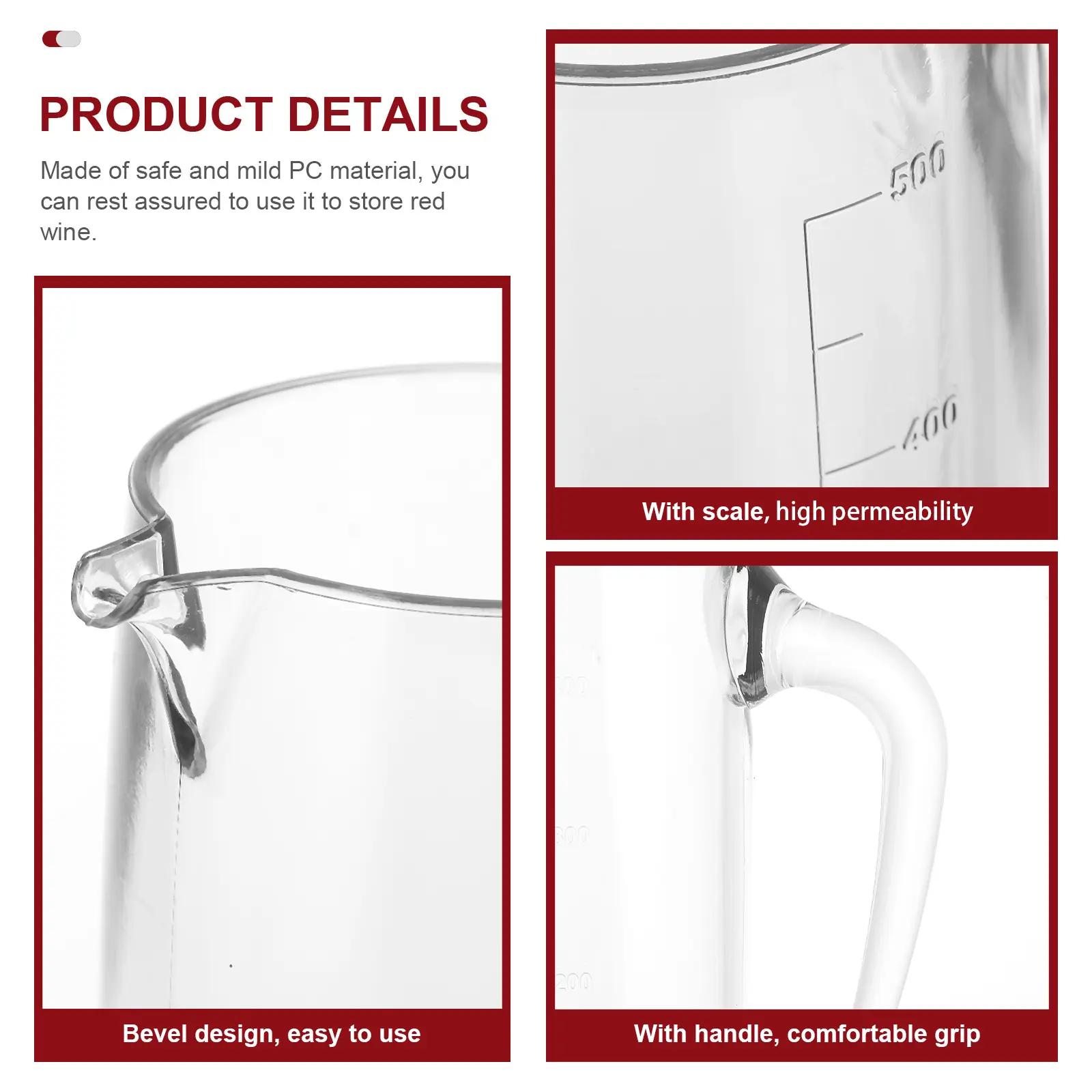 Decanter Transparent Simple Design Elegant Whiskey Dispenser Clear Conical Bottle Creative Red Container Smooth