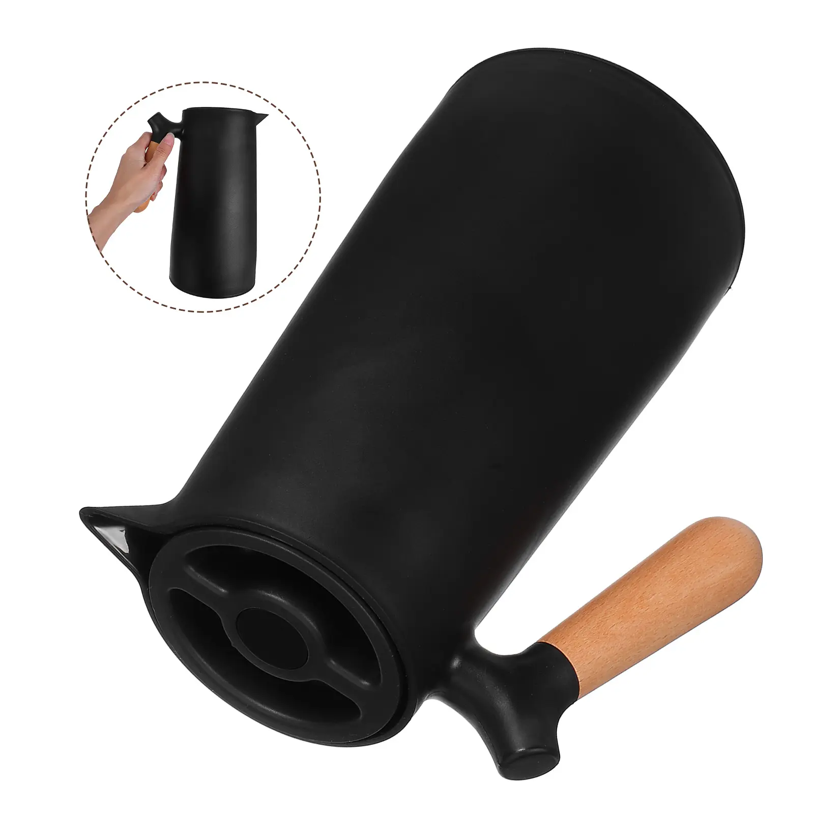 Odorless Large Capacity Insulated Warm Keeping Kettle Plastic Shell Glass Liner Wood Household Thermal Bottle 1L 1Pc