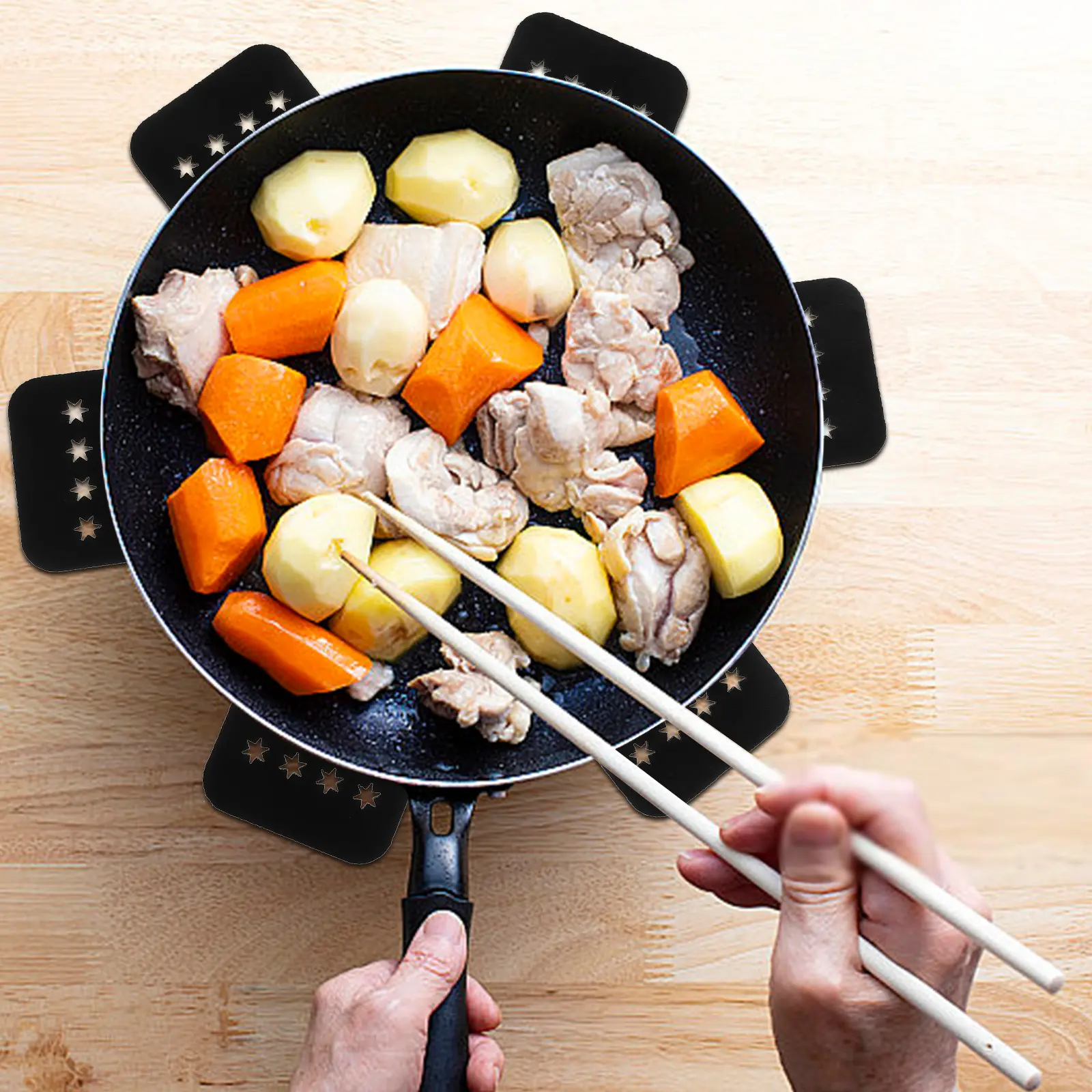 3 Pcs Black Felt Pot Protectors Stacking Heat Resistant Anti Slip Pan Mats Cookware Table Decor Protective Pads Kitchen Barware