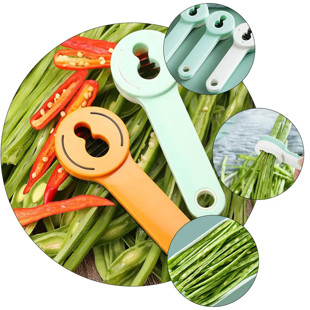 2Pcs Ergonomic Anti Bean Slicer Stainless Steel Multi Purpose Bean Vegetable Shredder Kitchen Tool Bean Slicing Tool