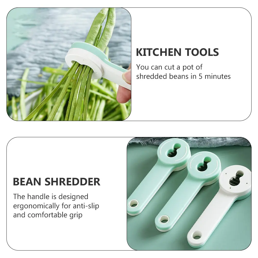 2Pcs Ergonomic Anti Bean Slicer Stainless Steel Multi Purpose Bean Vegetable Shredder Kitchen Tool Bean Slicing Tool