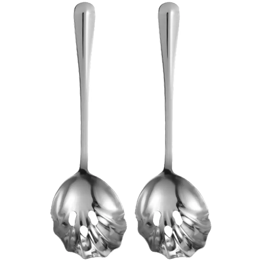 2Pcs Stainless Steel Slotted Spoon Portable Ice Strainer Small erSpoons for Kitchen BarTools Reusable Serving Utensils