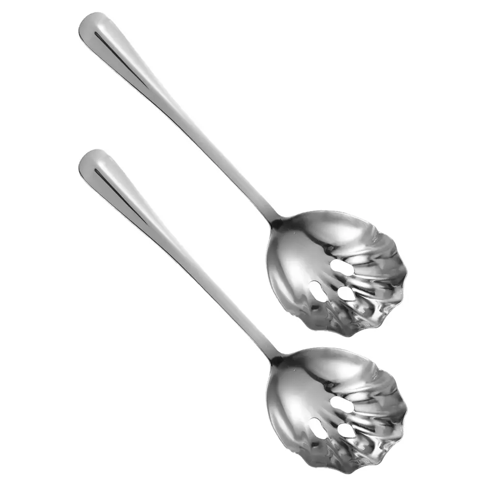 2Pcs Stainless Steel Slotted Spoon Portable Ice Strainer Small erSpoons for Kitchen BarTools Reusable Serving Utensils