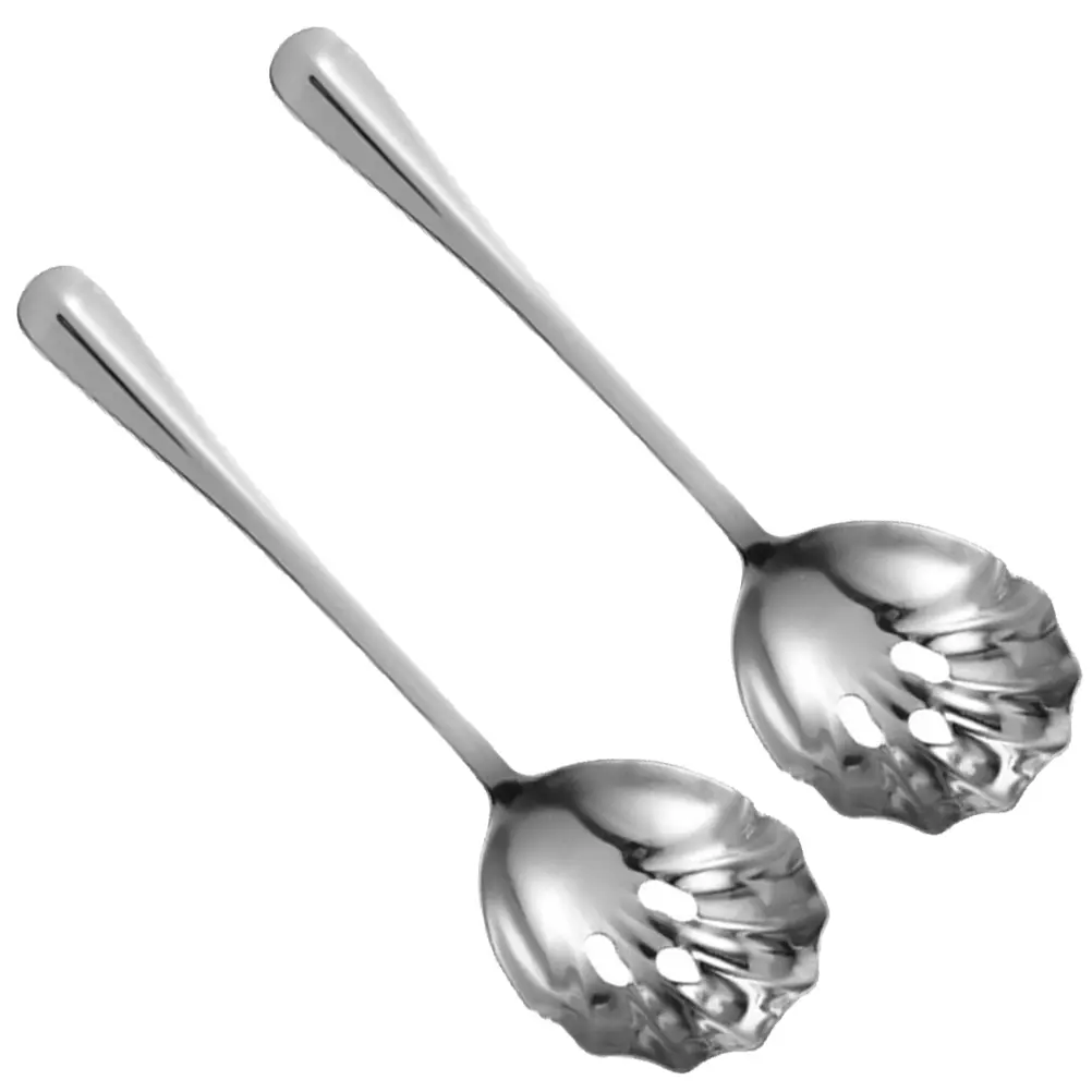 2Pcs Stainless Steel Slotted Spoon Portable Ice Strainer Small erSpoons for Kitchen BarTools Reusable Serving Utensils