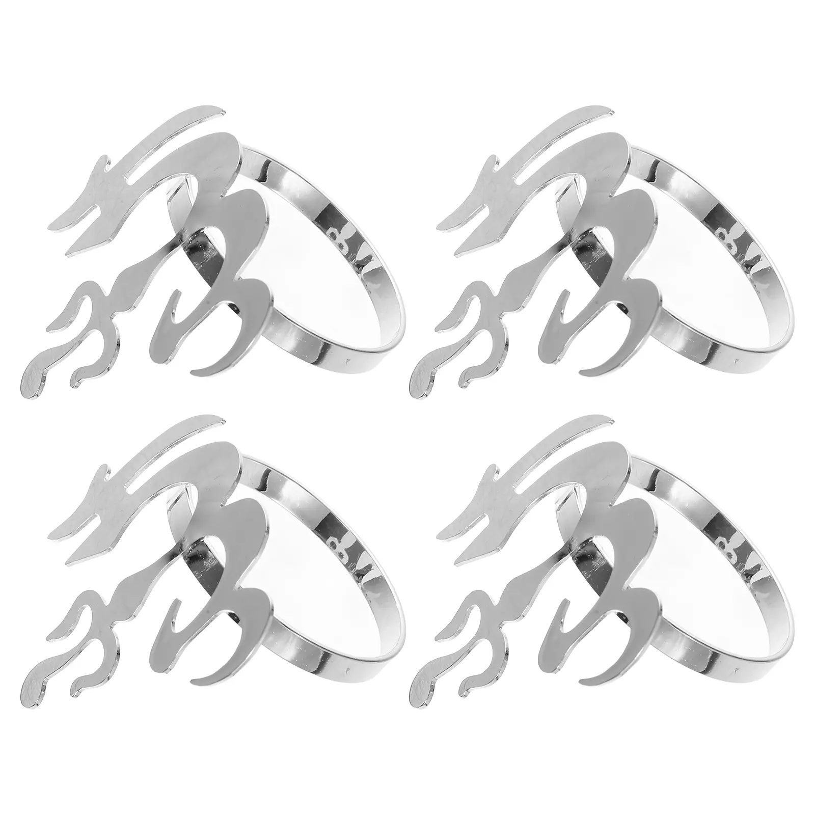 4pcs Silver Napkin Rings Elegant Tableware Party Supplies Wedding Dinner Decoration Metal Napkin Holders Banquet Accessories
