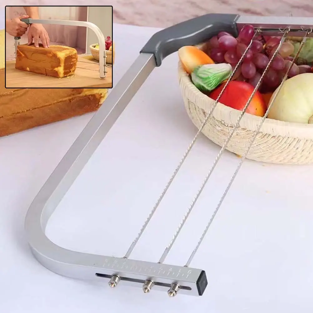 14 Inch Cake Divider Interlayer Slicer Leveler Heavy Duty Stainless Steel Adjustable Professional Cake Leveler 3 Blades
