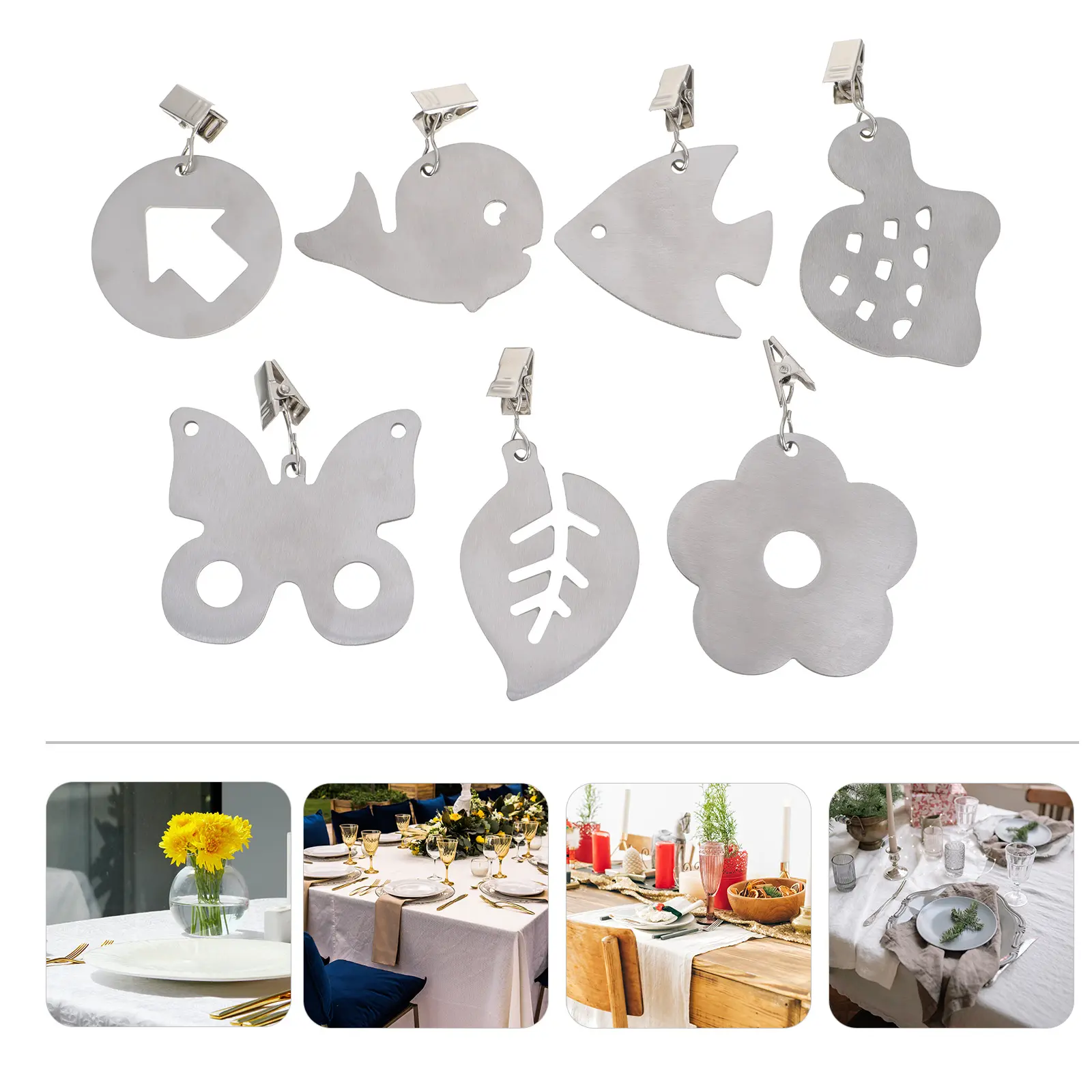 7 Pcs Steel Clips Windproof Table Tablecloth Weights Cloth Holders Cover Holders Indoor Table Cloth Clamps Outdoor Use