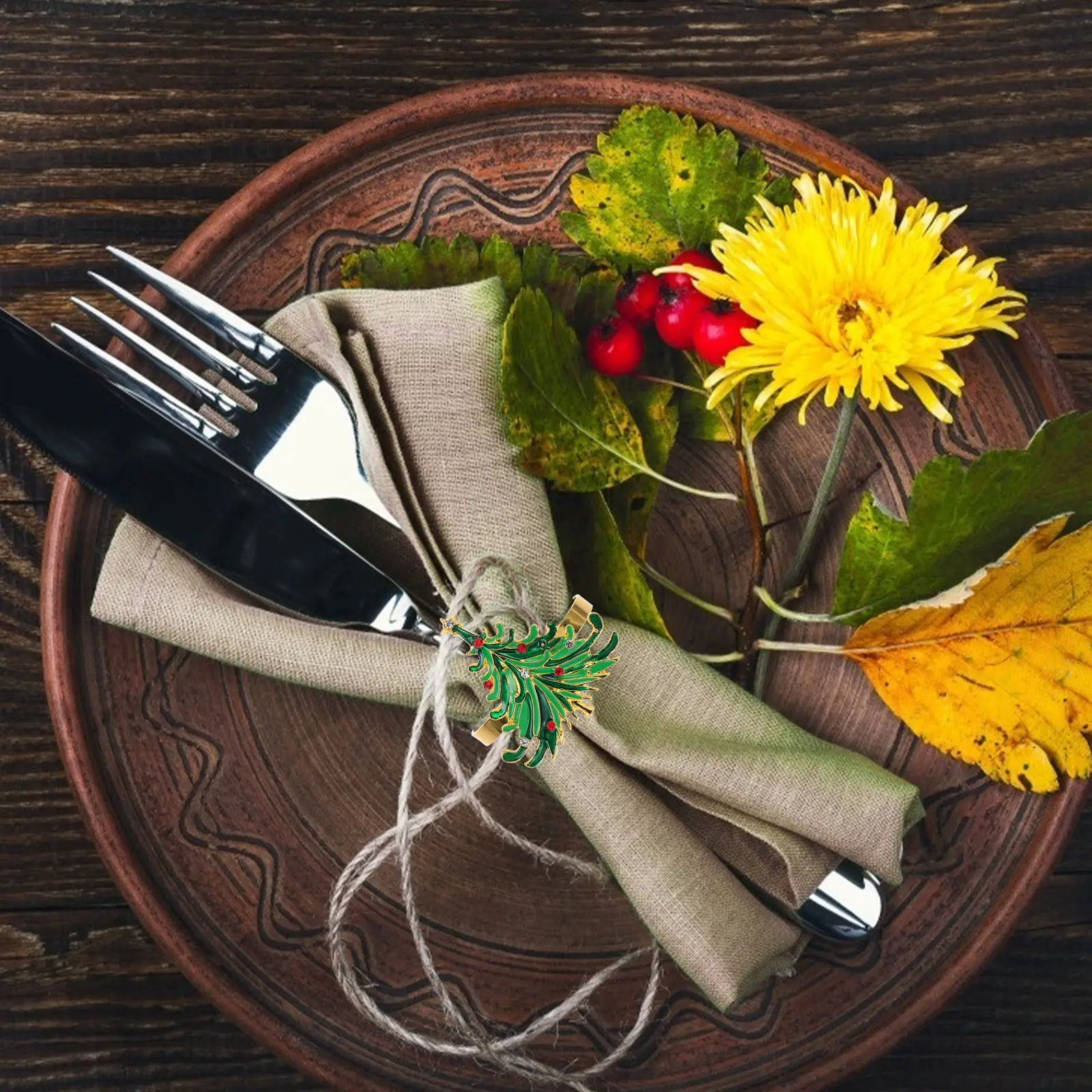 4 Pcs Christmas Napkin Rings Stainless Steel Home Restaurant Party Xmas Decor Cloth Towel Fits Save Space Dining Table