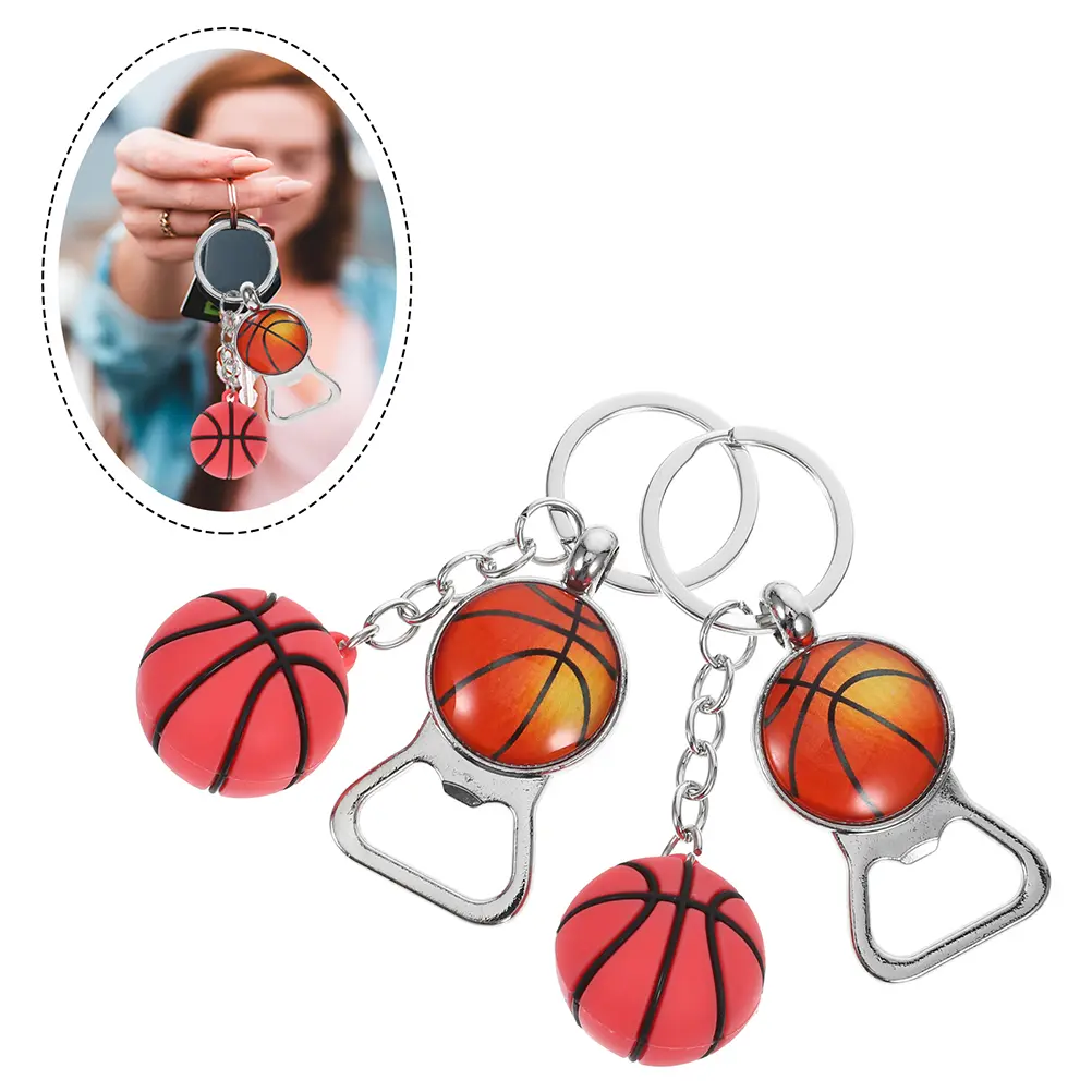 12 Pcs Basketball Bottle Opener Keychain Souvenirs Rings Sport Retro Shape Party Favors