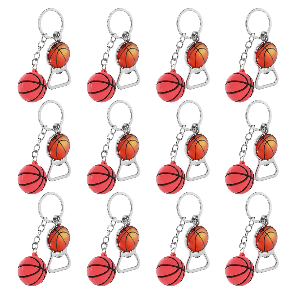 12 Pcs Basketball Bottle Opener Keychain Souvenirs Rings Sport Retro Shape Party Favors