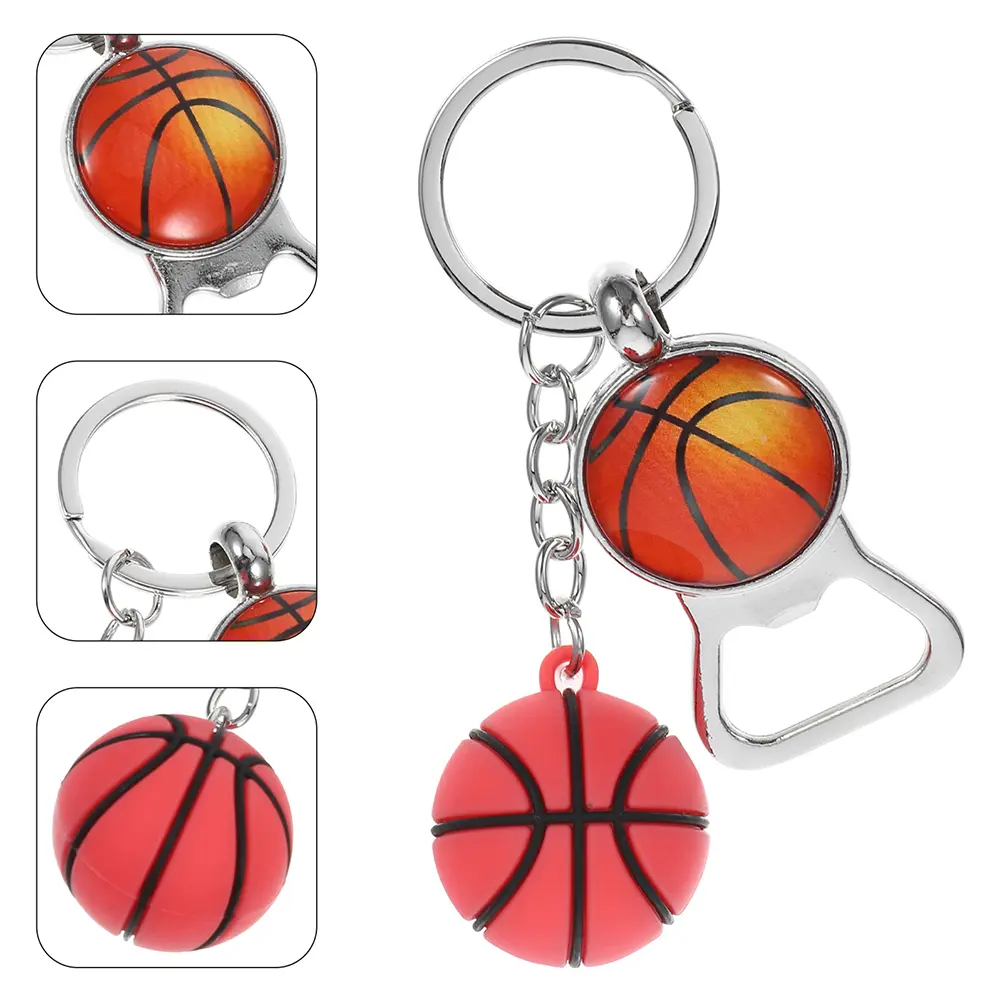 12 Pcs Basketball Bottle Opener Keychain Souvenirs Rings Sport Retro Shape Party Favors