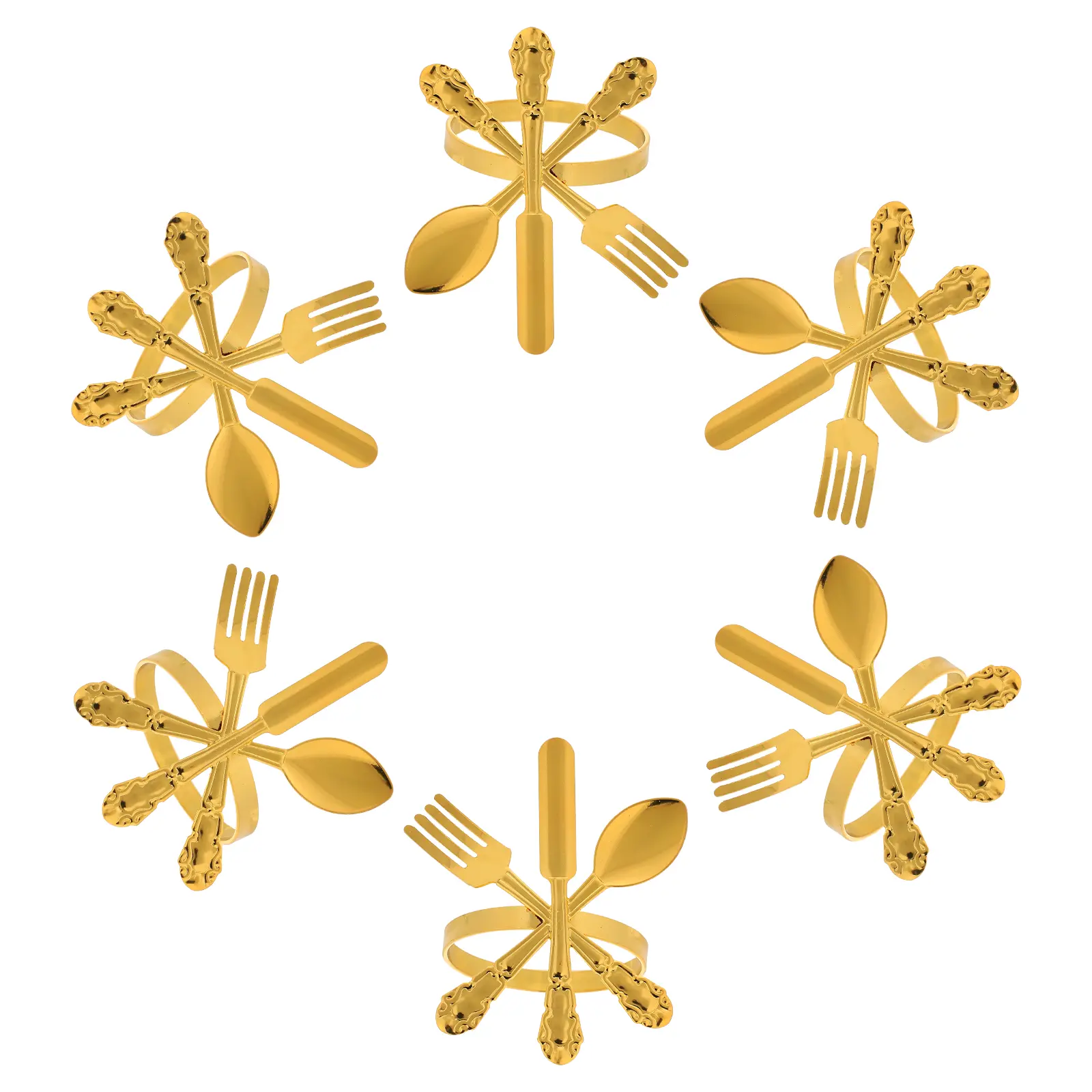 6pcs Metal Napkin Rings Zinc Alloy Elegant Tableware Wedding Party Hotel Stylish Colors Smooth Practical Kitchen Bar