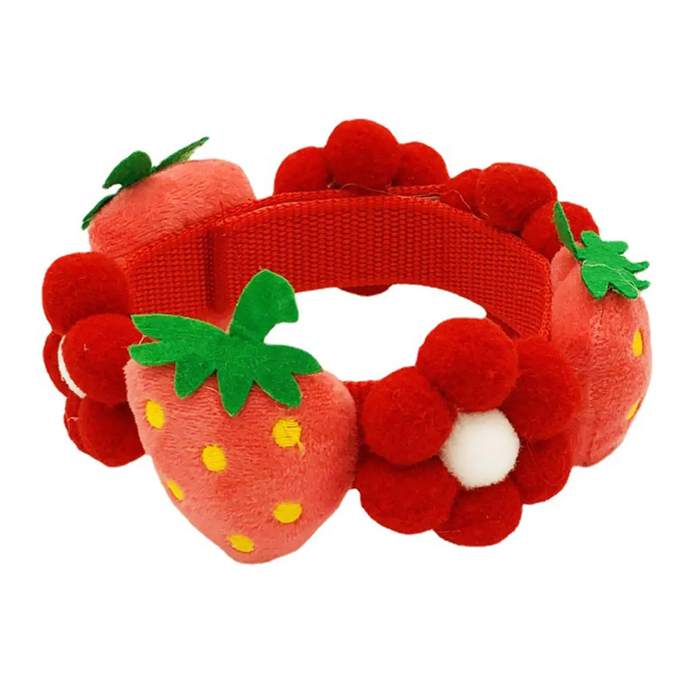 Strawberry Blossom Pet Collar Cotton Adjustable Small Dog Puppy Kitten Neck Belt Flower Design Cat Dog Decor Birthday Party