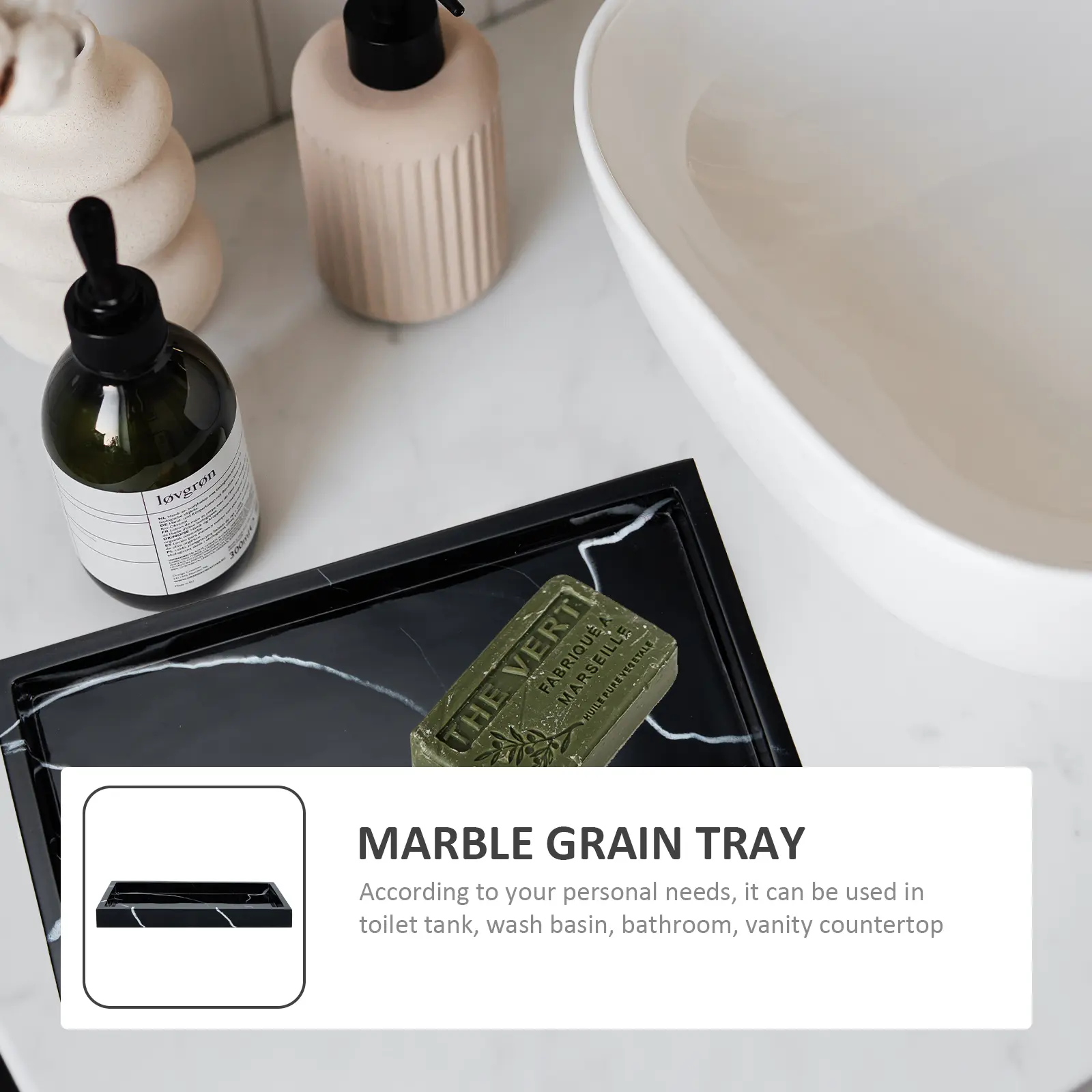 Marble Grain Home Organizing Tray Creative Jewelry Tray Sundries Organizer Bathroom Vanity Table Decorative Platter Smooth