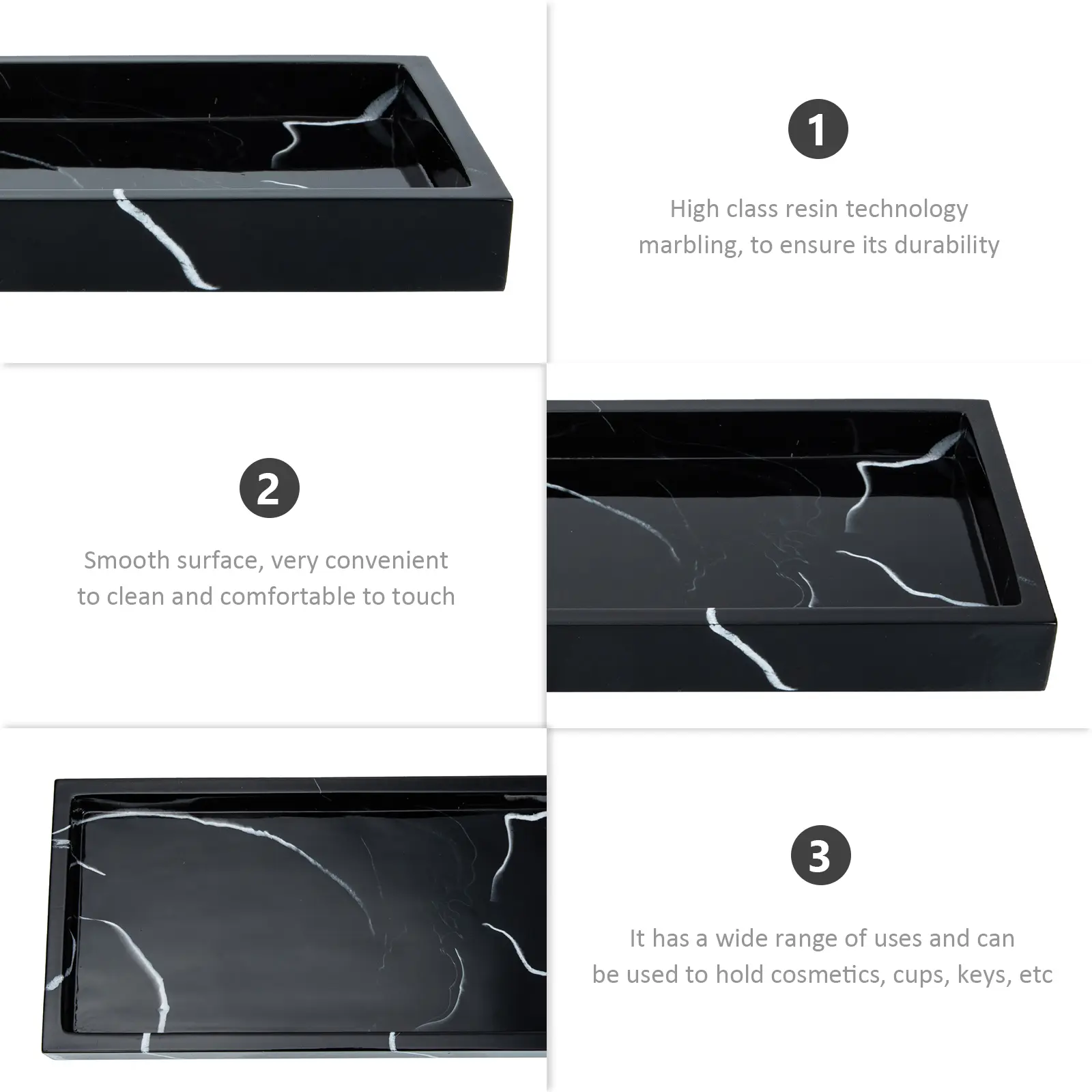 Marble Grain Home Organizing Tray Creative Jewelry Tray Sundries Organizer Bathroom Vanity Table Decorative Platter Smooth