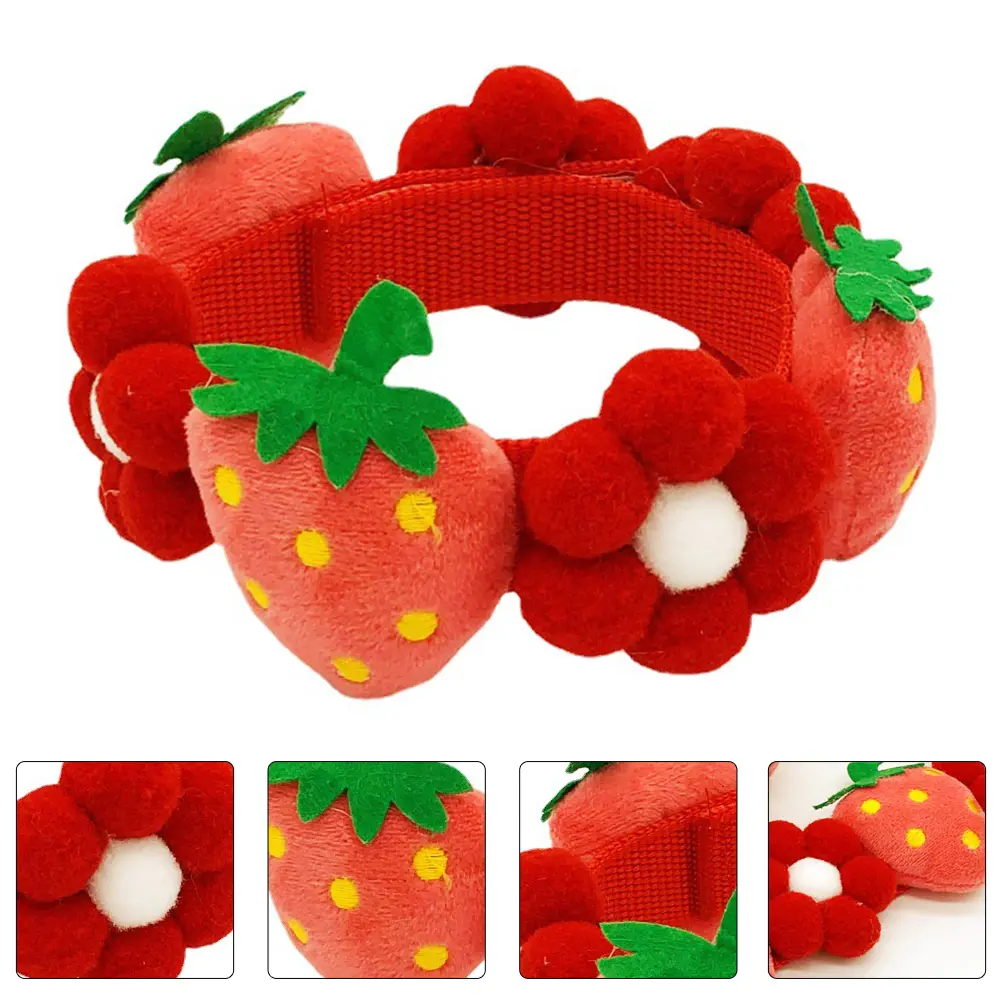 Strawberry Blossom Pet Collar Cotton Adjustable Small Dog Puppy Kitten Neck Belt Flower Design Cat Dog Decor Birthday Party