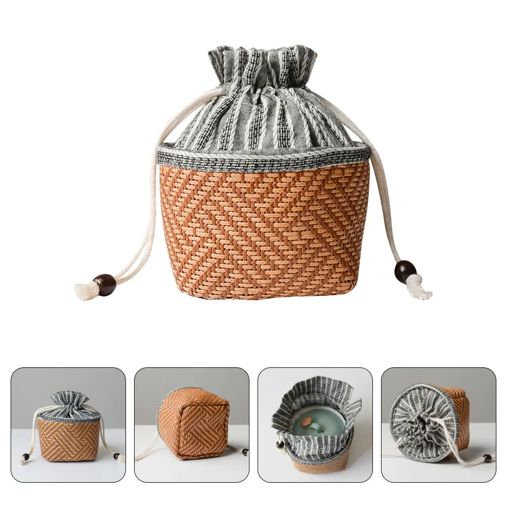 Teapot Storage Bag Teacup Travel Large Capacity Drawstring Design Portable Container Teaware Bag Small Object Storage Foldable