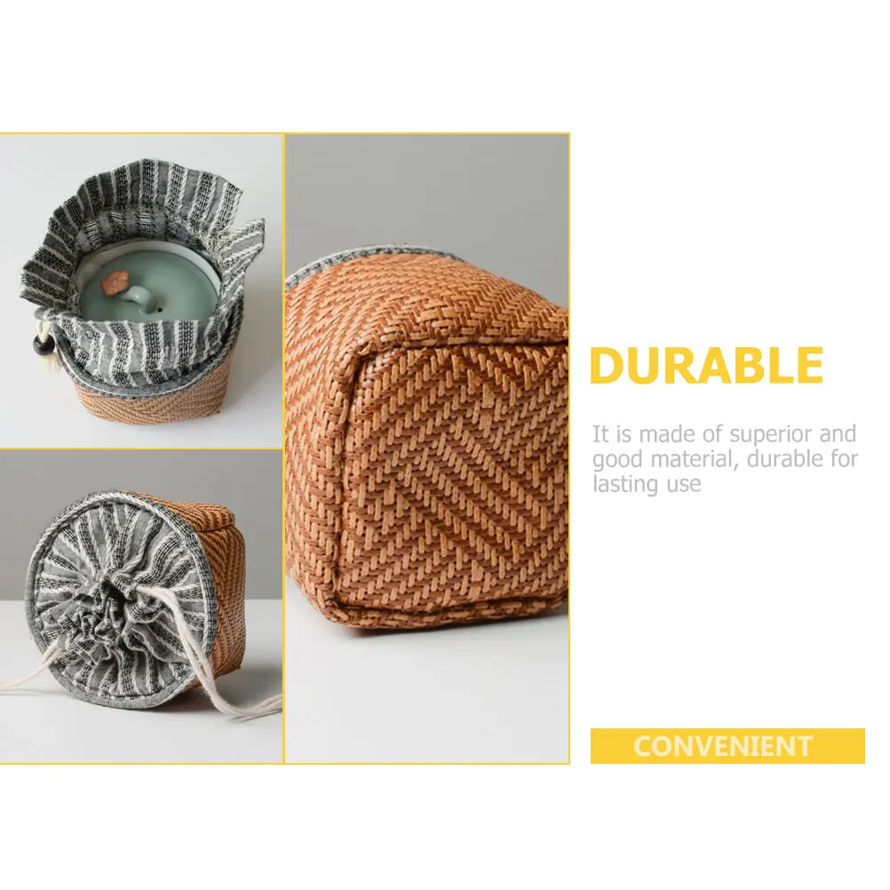 Teapot Storage Bag Teacup Travel Large Capacity Drawstring Design Portable Container Teaware Bag Small Object Storage Foldable