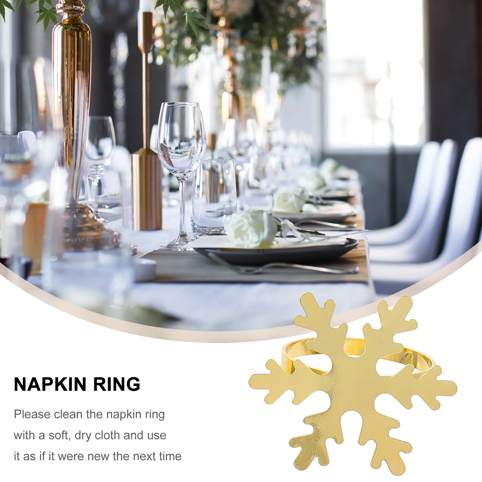 4 Pcs Rings Set Deer Snowflake Design Christmas Party Supplies Metal Xmas Dining Table Decors Decorative Buckles Home Tableware