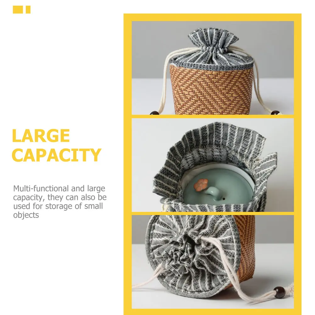 Teapot Storage Bag Teacup Travel Large Capacity Drawstring Design Portable Container Teaware Bag Small Object Storage Foldable