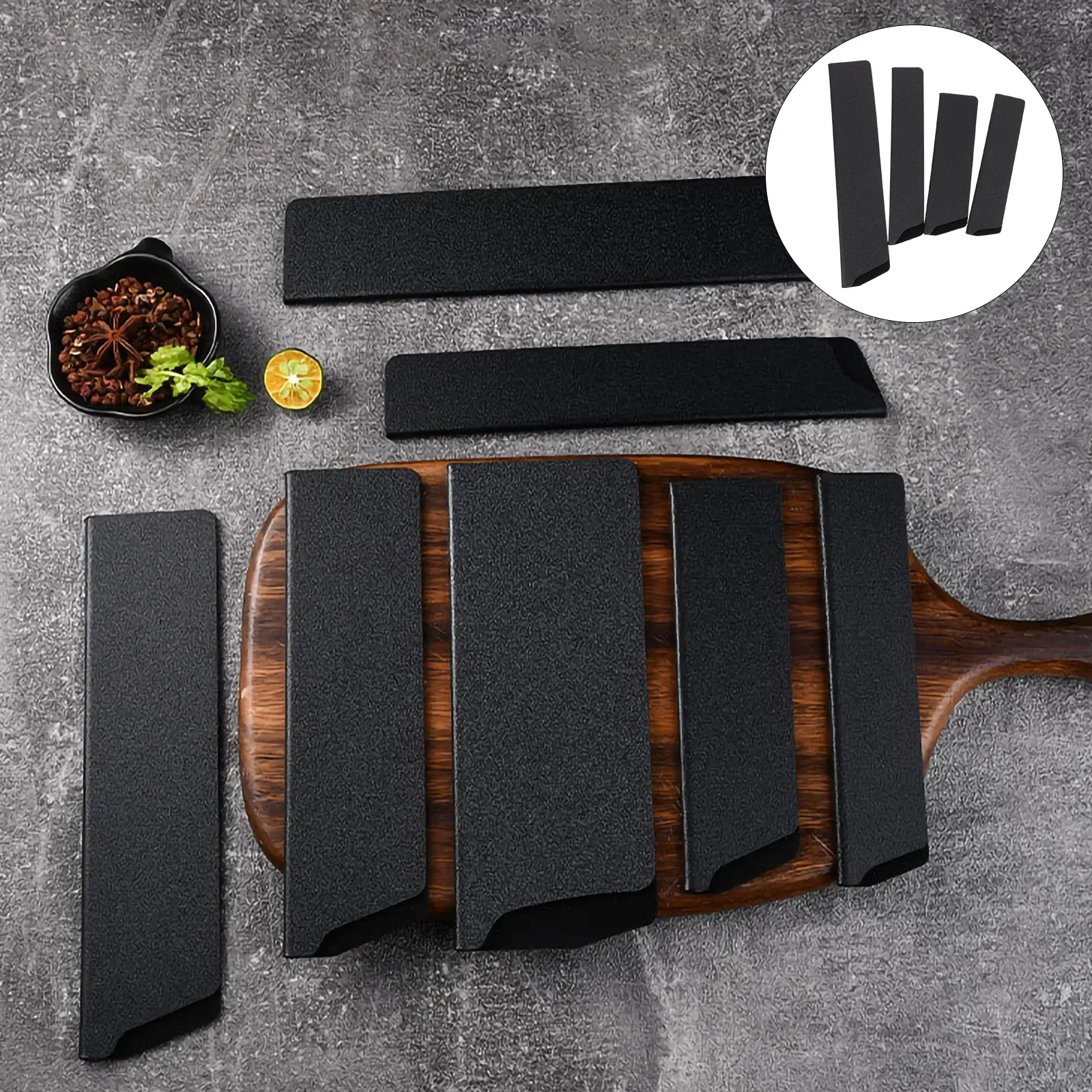 4pcs Protective Sleeves Kitchen Knife Set Sheathes ABS Flocking Design Lightweight Portable Use Experience