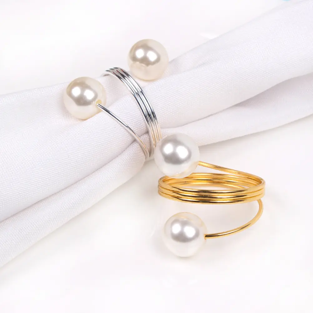 12 Pcs Pearl Napkin Rings Elegant Tableware Accessories Christmas Decoration Serviette Holders For Party Wedding