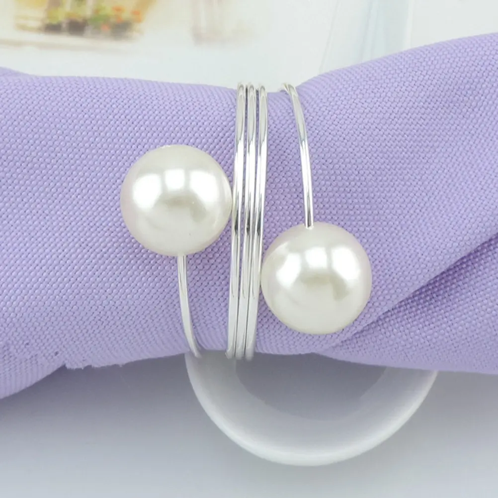 12 Pcs Pearl Napkin Rings Elegant Tableware Accessories Christmas Decoration Serviette Holders For Party Wedding