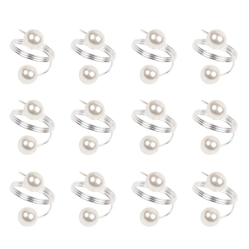 12 Pcs Pearl Napkin Rings Elegant Tableware Accessories Christmas Decoration Serviette Holders For Party Wedding