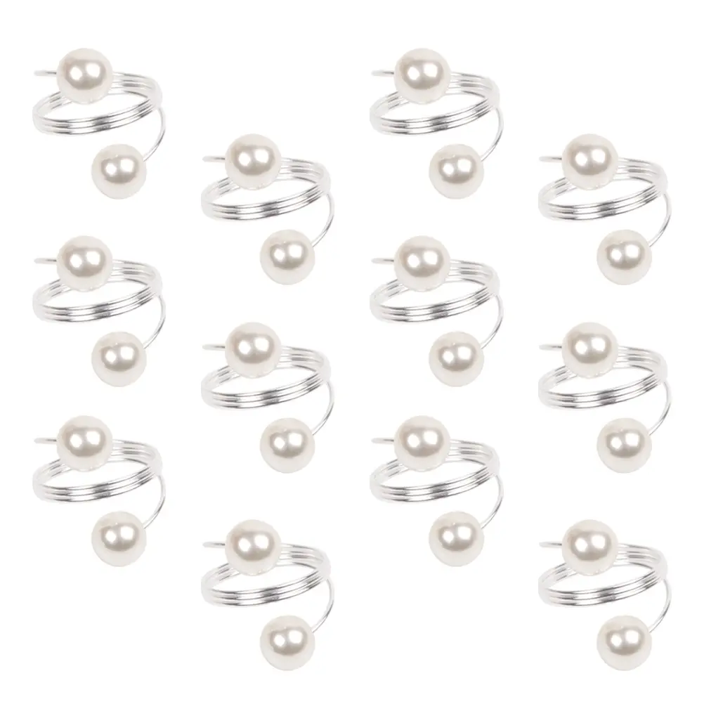 12 Pcs Pearl Napkin Rings Elegant Tableware Accessories Christmas Decoration Serviette Holders For Party Wedding