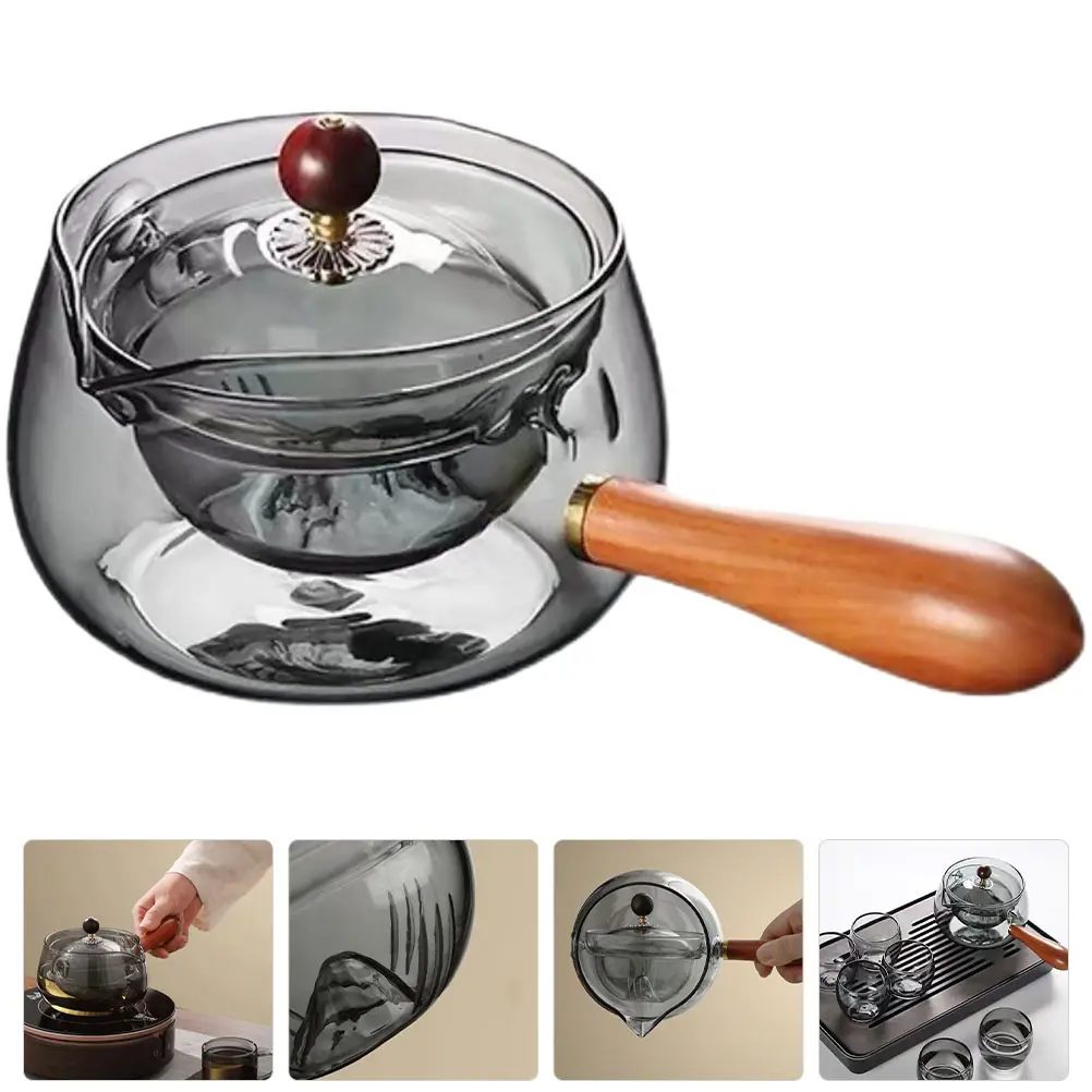 Side Handle Glass Tea Kettle Retro Style Filter Teapot Strainer Kettle Vintage Household Kitchen Gadgets