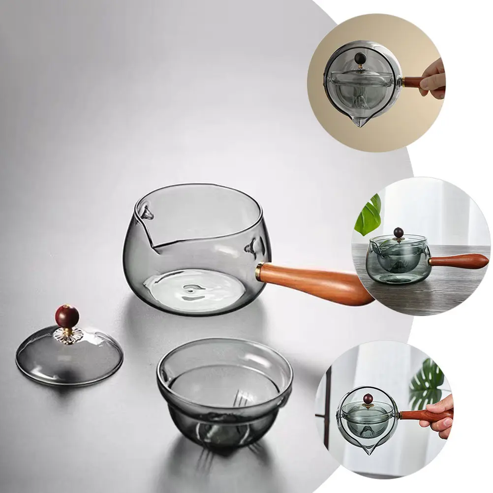 Side Handle Glass Tea Kettle Retro Style Filter Teapot Strainer Kettle Vintage Household Kitchen Gadgets