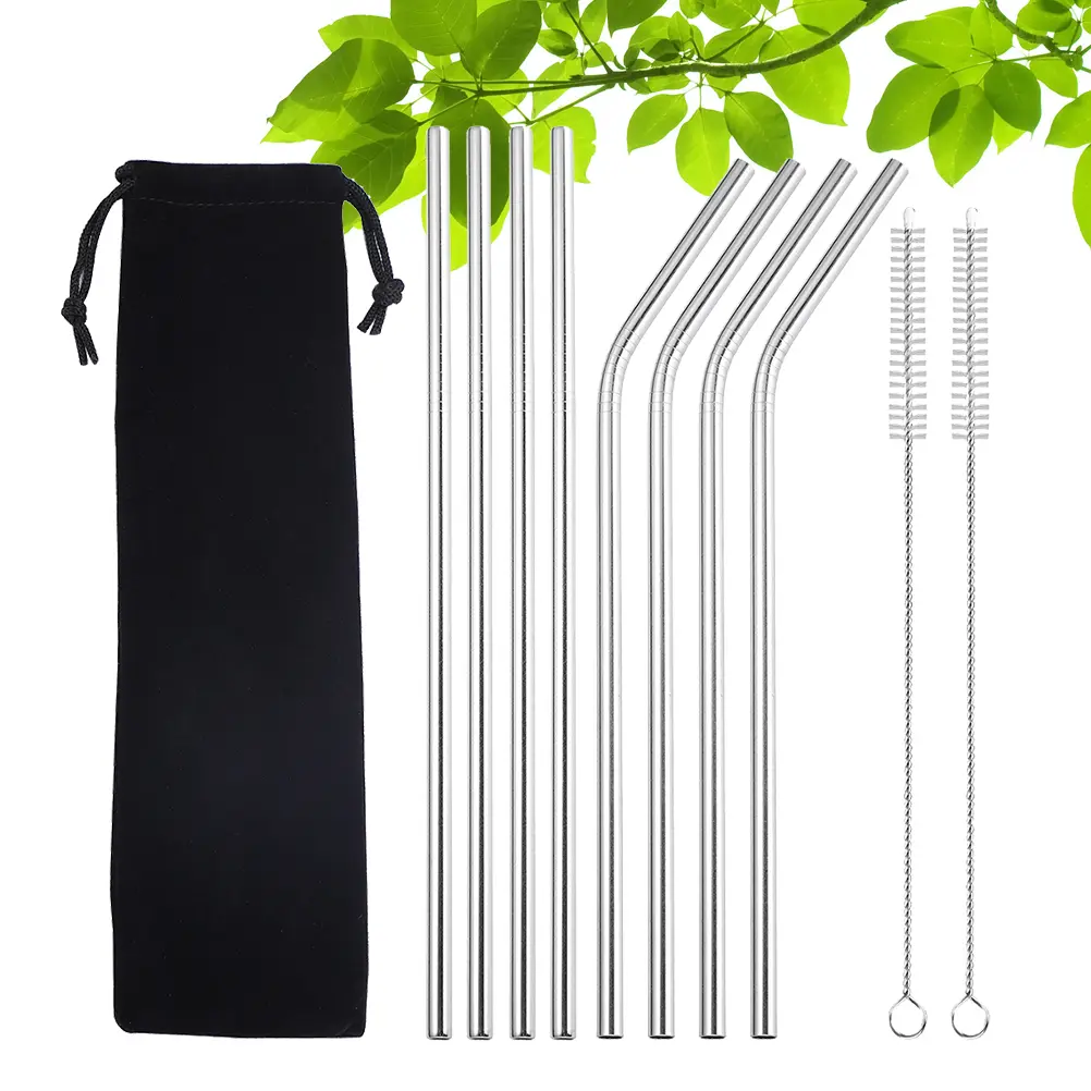 Stainless Steel Set Reusable Portable Straws for Cold Hot Drinks Drinking Straw Eco Friendly Kitchen Bar Accessories