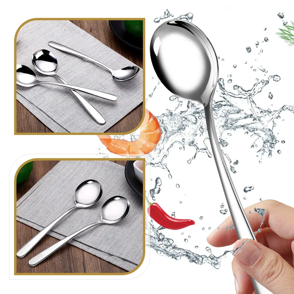 4Pcs Stainless Ice Cream Spoon Dessert Stainless Steel Spoon Scoop Tea Cup Toddler Serving Household Kitchen Utensils