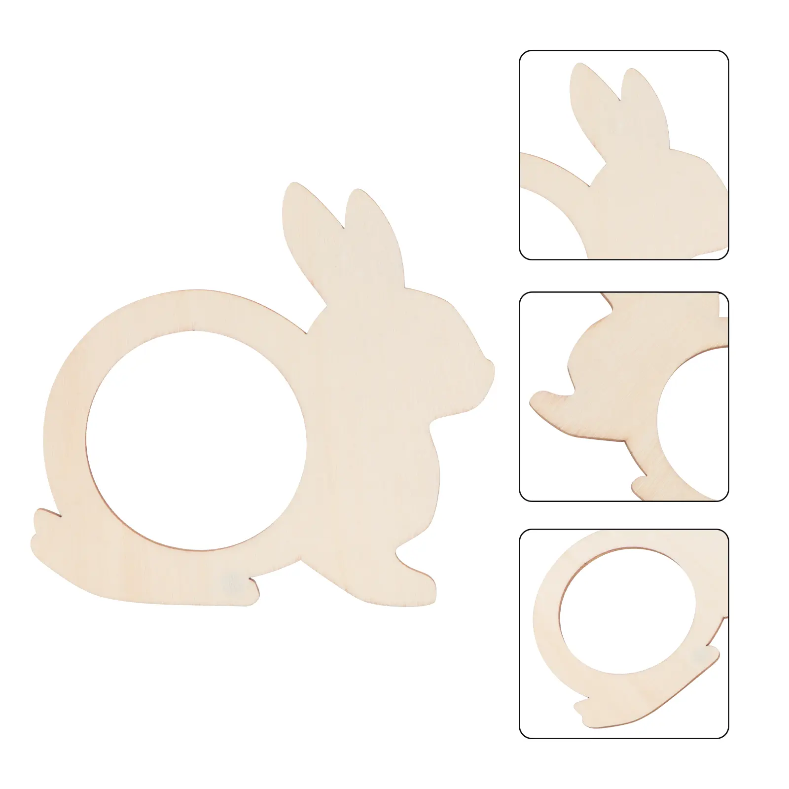 40pcs Wooden Napkin Rings Rabbit Shape Elegant Decor Easter Party Dinner Home Kitchen Bar Accessories Bamboo Dining