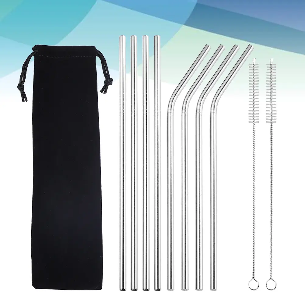 Stainless Steel Set Reusable Portable Straws for Cold Hot Drinks Drinking Straw Eco Friendly Kitchen Bar Accessories
