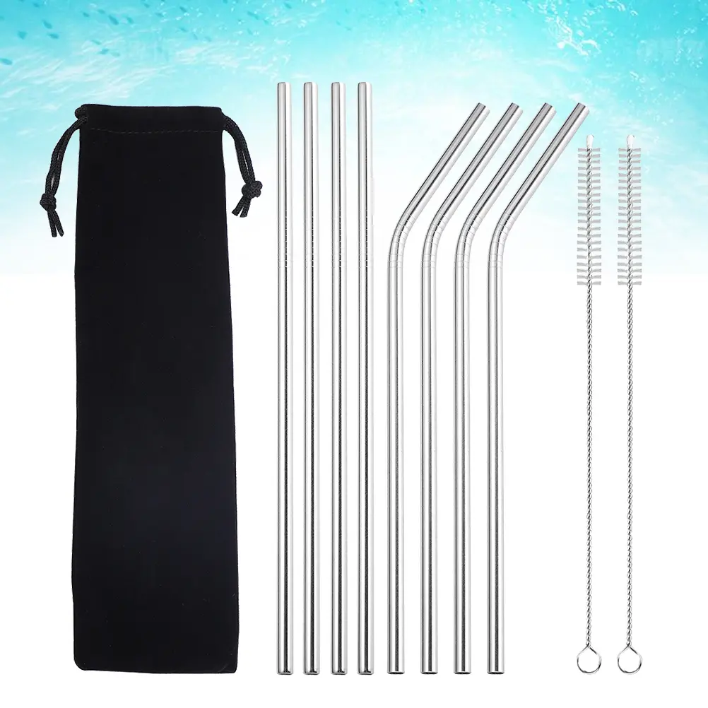 Stainless Steel Set Reusable Portable Straws for Cold Hot Drinks Drinking Straw Eco Friendly Kitchen Bar Accessories