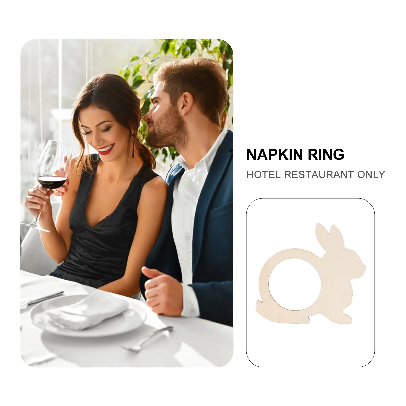 40pcs Wooden Napkin Rings Rabbit Shape Elegant Decor Easter Party Dinner Home Kitchen Bar Accessories Bamboo Dining