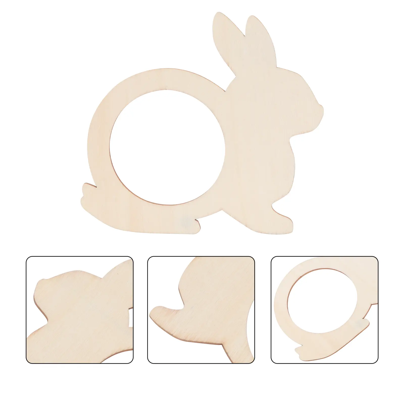 40pcs Wooden Napkin Rings Rabbit Shape Elegant Decor Easter Party Dinner Home Kitchen Bar Accessories Bamboo Dining