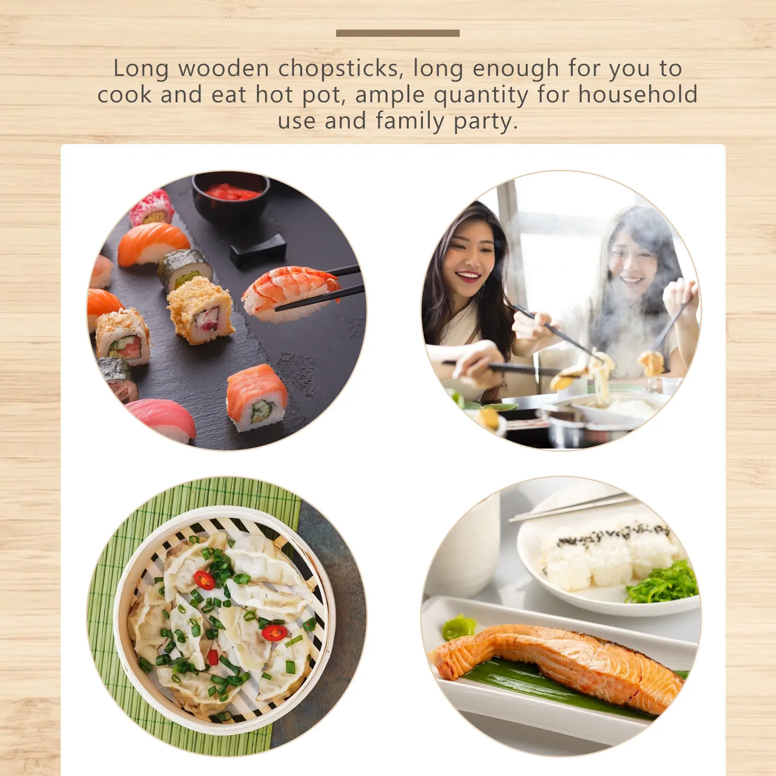Wooden Chopsticks Extra Long Hardwood Cooking Cooking Chopstick Hot Pot Kitchen Chinese No Burrs Family Gift