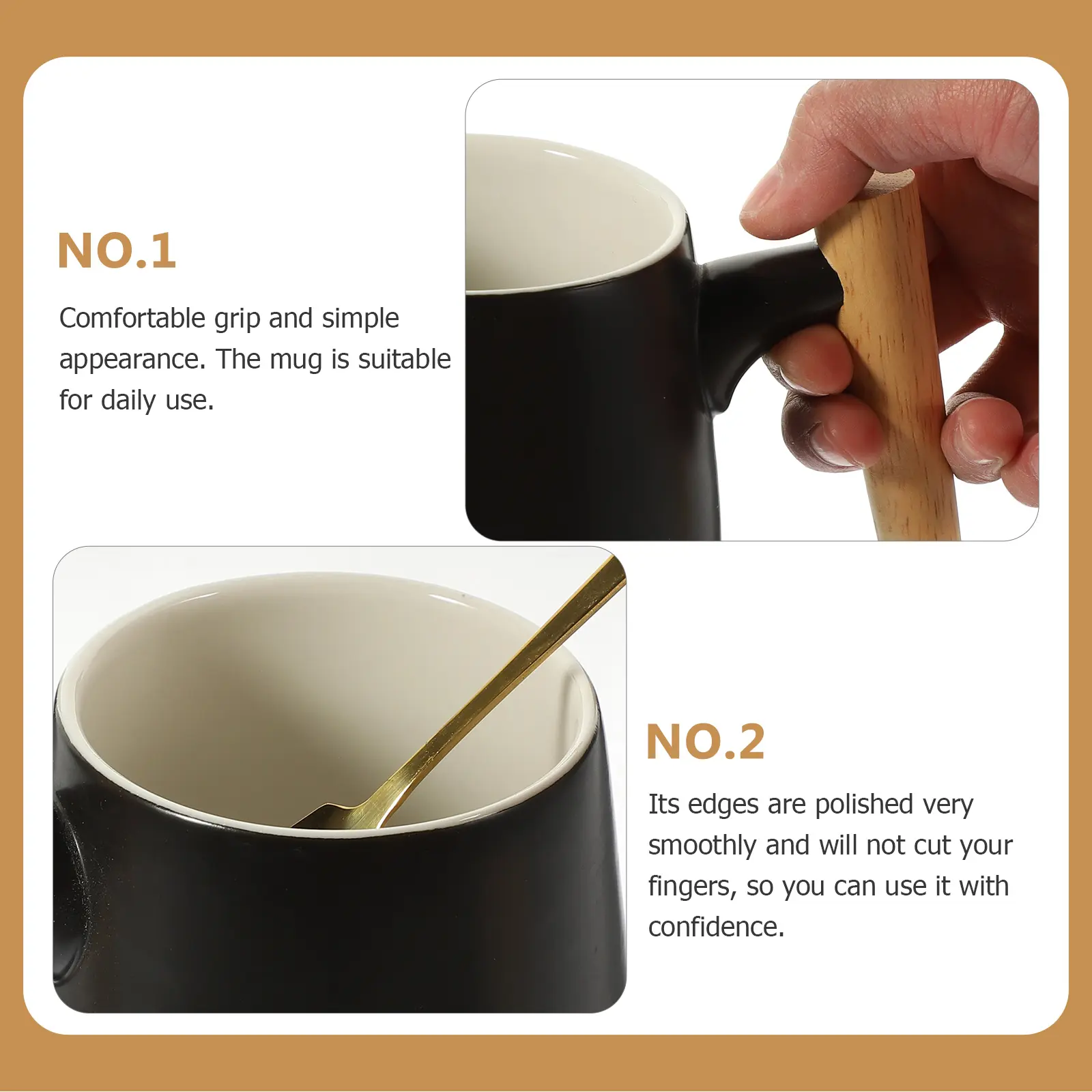 Cool Mugs Ceramic Cup Set Wooden H High Capacity Large Water Mug Travel Coffee Tea Lid Home Office Party Use
