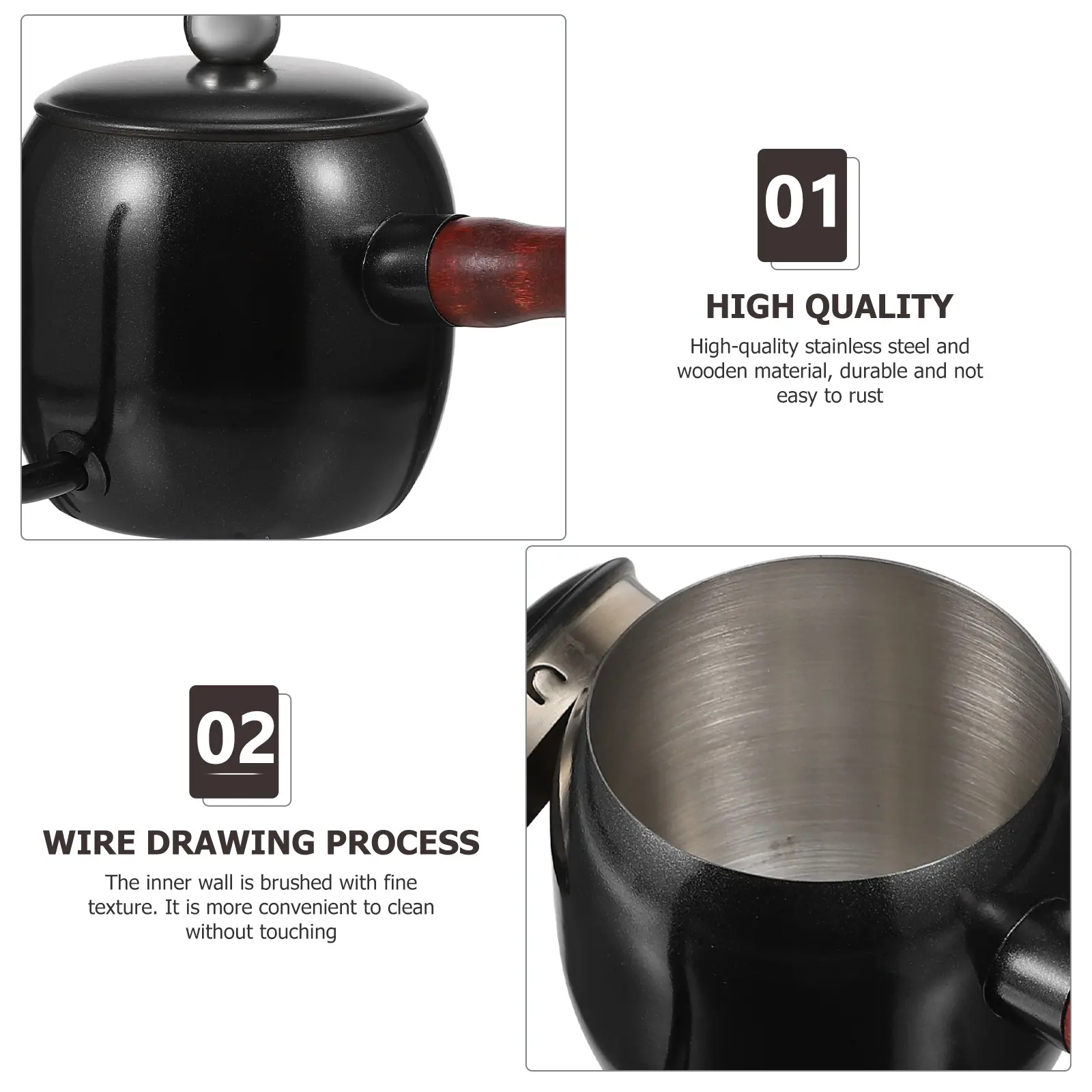 Wood H Coffee Pot Kettle Long Spout Tea Kettle Home Office Cafe Kitchen Use Stainless Steel H Brew Container