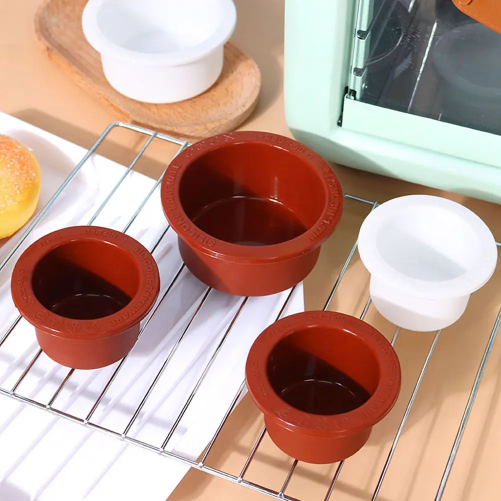 2 Pcs 3in Coffee Color Round Baking Silicone Mold Cake Pan Easy Demould Clean Reusable Baking Tools Cake Making