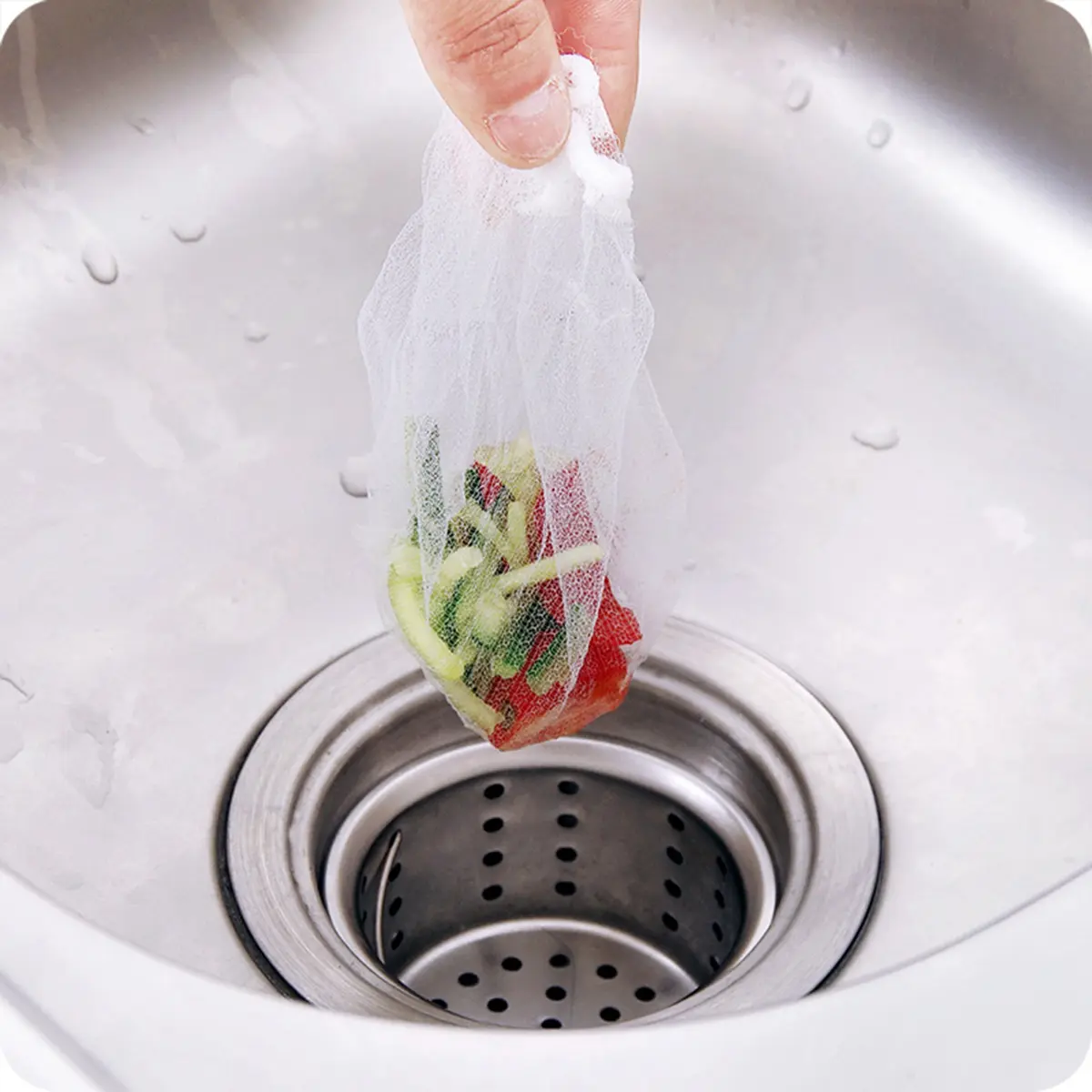 100 Pcs Anti-blocking Filter Bag Sink Strainer Mesh Trash Kitchen Bags Garbage Vegetable Bowl Drain