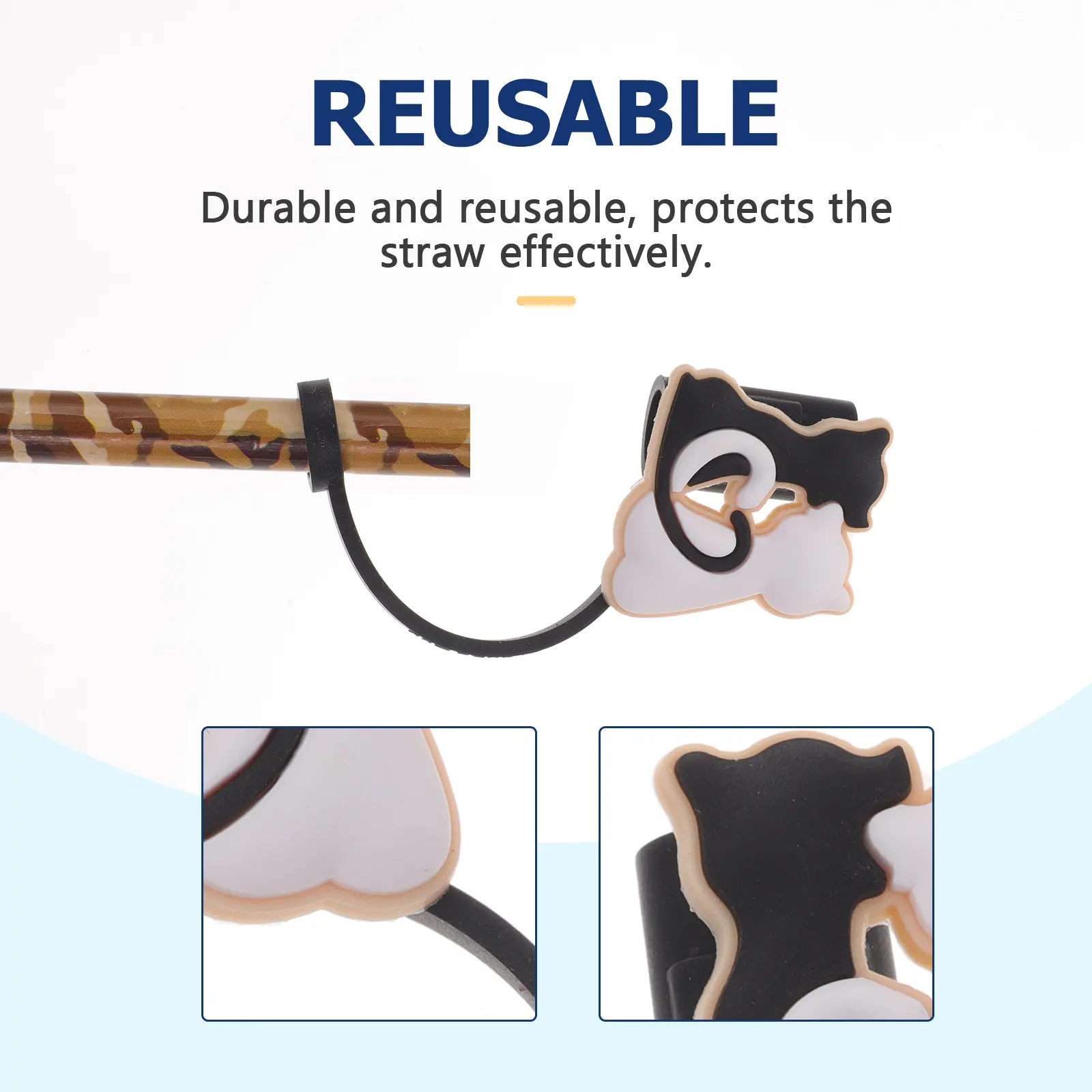10 Pcs Straw Cap Decorative Protectors Glass Covers Drinking Tips Silica Gel End Plug Reusable Covers Cartoon Animal Dust Plugs