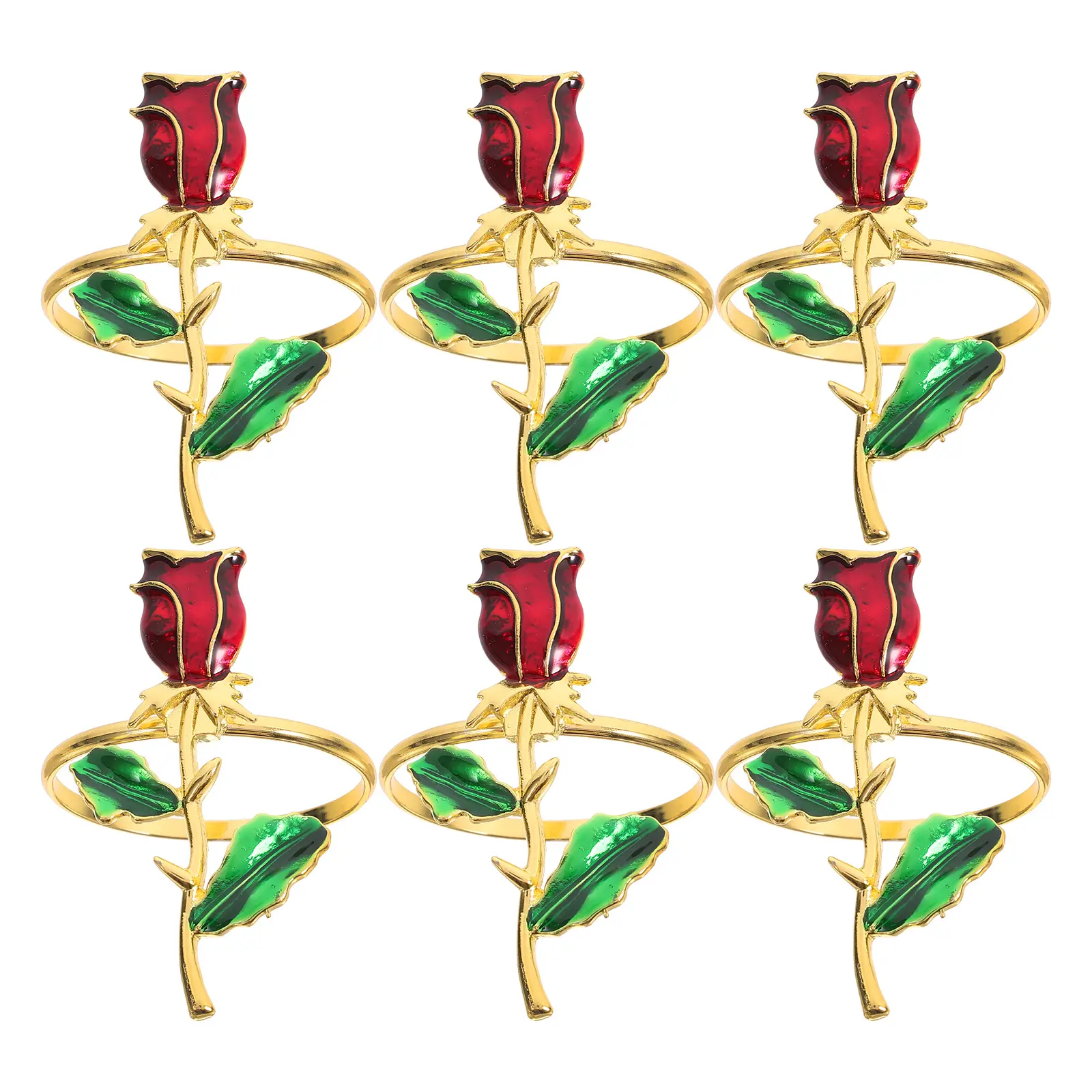 6Pcs Elegant Metal Rose Napkin Decorative Floral Holders For Wedding Parties Bridal Showers Table Settings