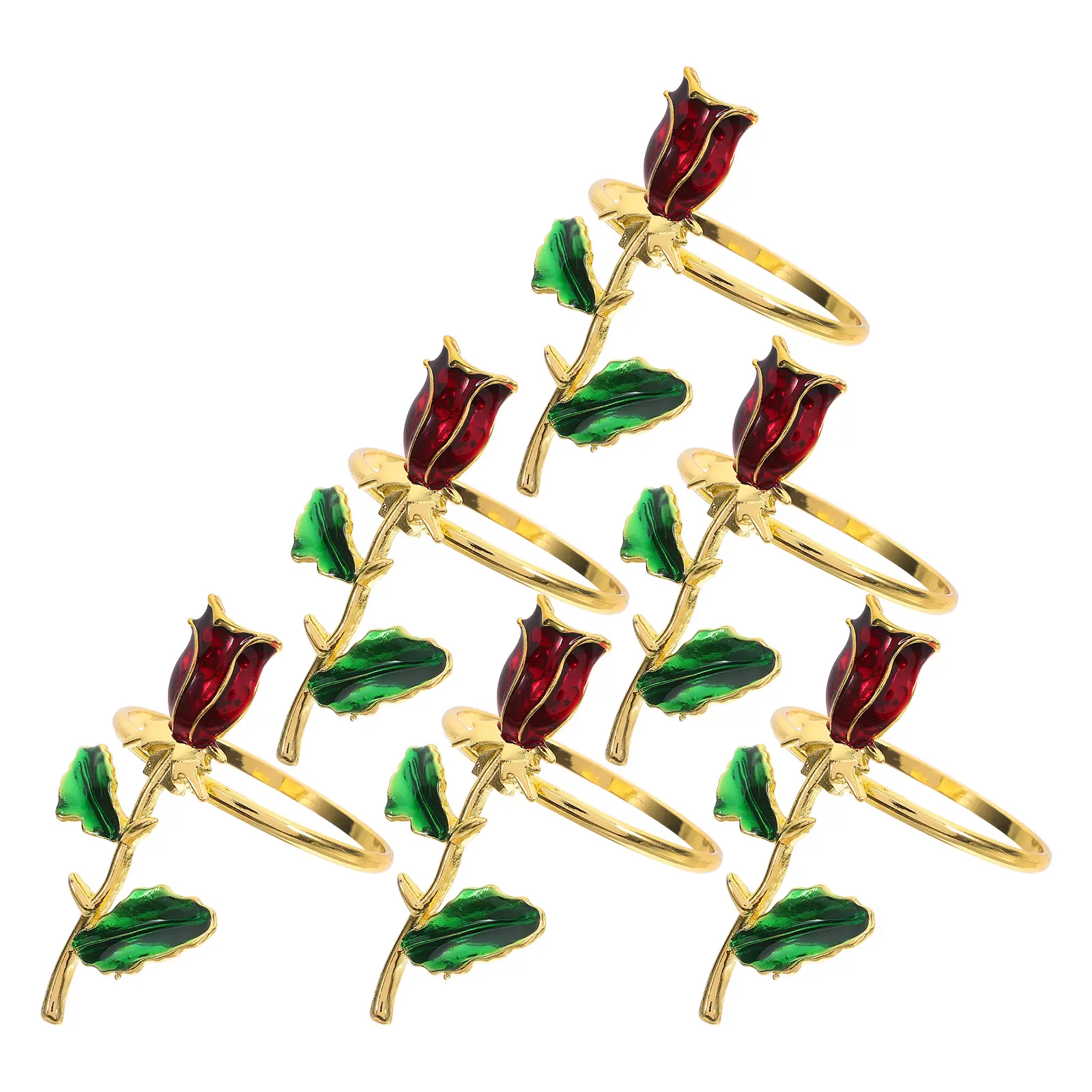 6Pcs Elegant Metal Rose Napkin Decorative Floral Holders For Wedding Parties Bridal Showers Table Settings