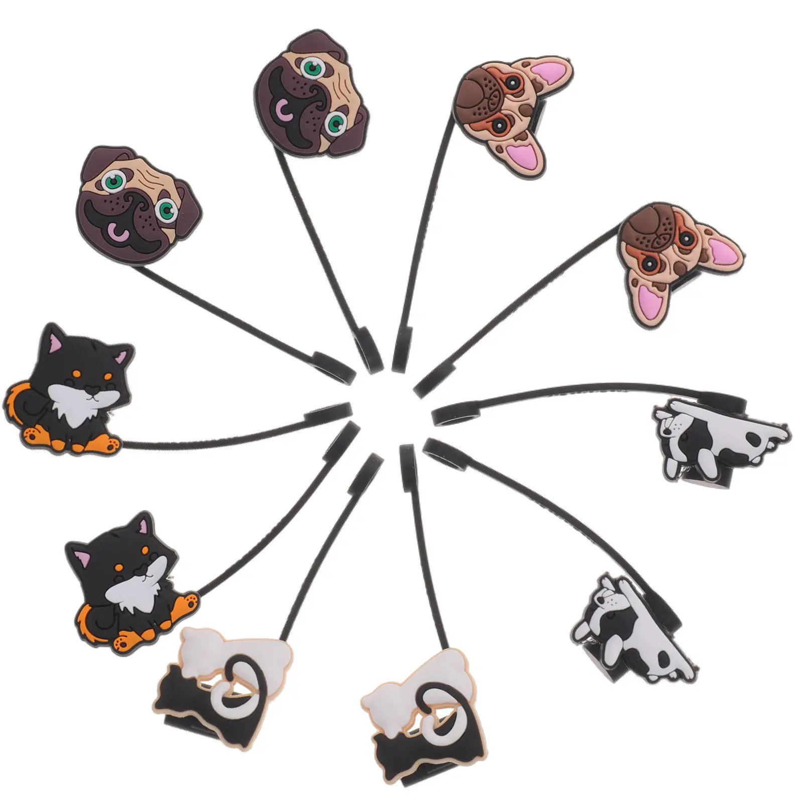 10 Pcs Straw Cap Decorative Protectors Glass Covers Drinking Tips Silica Gel End Plug Reusable Covers Cartoon Animal Dust Plugs