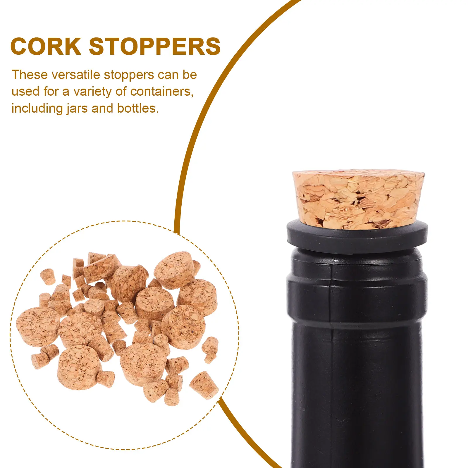 60pcs Cone Shaped Cork Stoppers 9x6x9 14x10x10 15x12x12 18x13x18 20x15x20 43x38x18 for Jars Bottles Craft Glass Sealing